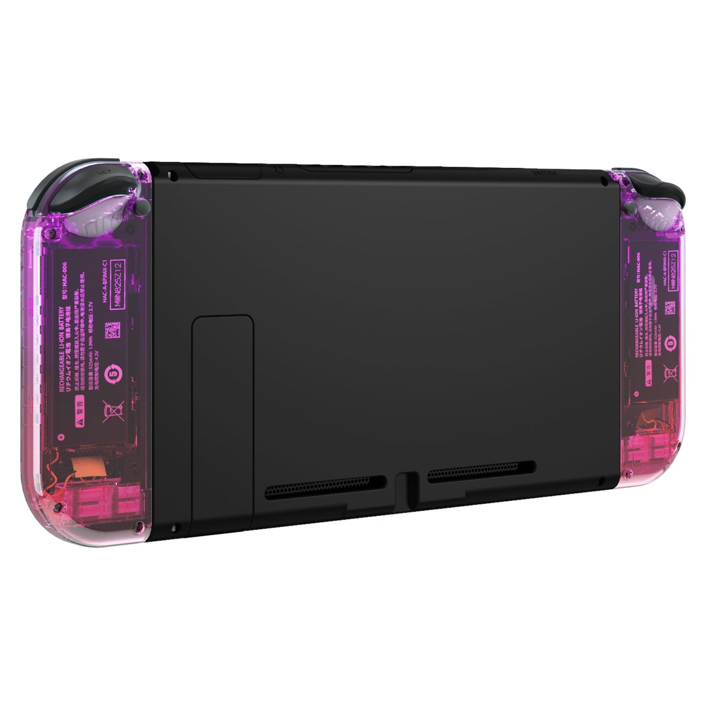 eXtremeRate Retail Clear Atomic Purple Rose Red Joycon Handheld Controller Housing with Full Set Buttons, DIY Replacement Shell Case for NS Switch JoyCon & OLED JoyCon - Console Shell NOT Included - CP337