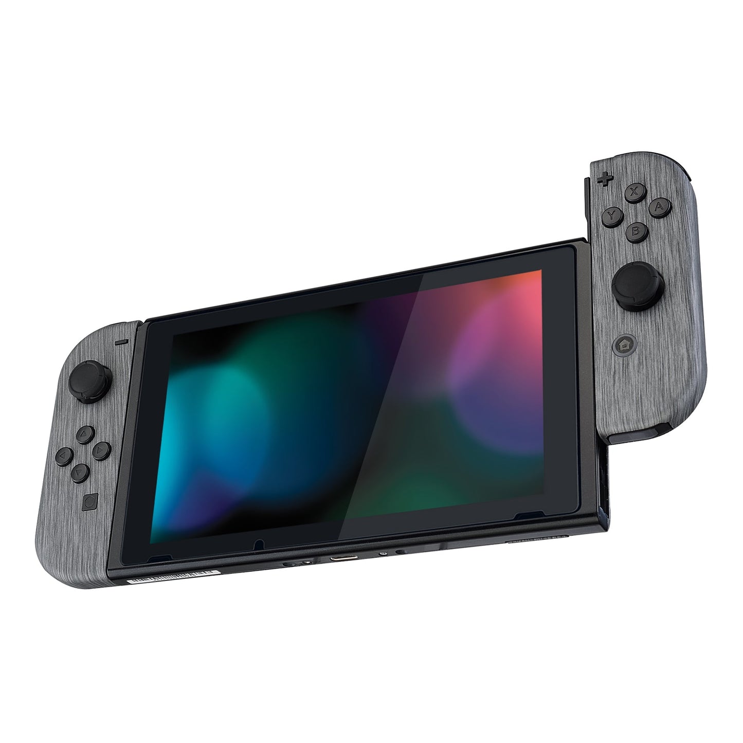eXtremeRate Retail Soft Touch Grip Brushed Silver Patterned Joycon Handheld Controller Housing with Full Set Buttons, DIY Replacement Shell Case for NS Switch JoyCon & OLED JoyCon - Console Shell NOT Included -CS206