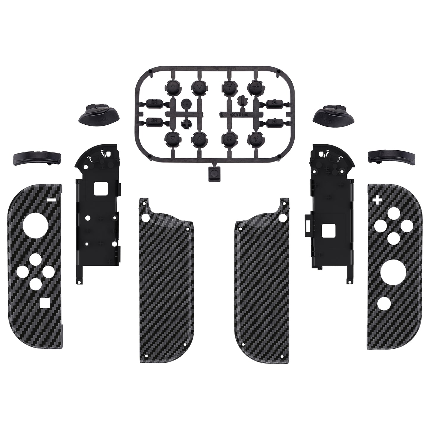 eXtremeRate Retail Graphite Carbon Fiber Handheld Controller Housing with Buttons, DIY Replacement Shell Case for NS Switch JoyCon & OLED JoyCon – Joycon and Console NOT Included - CS209