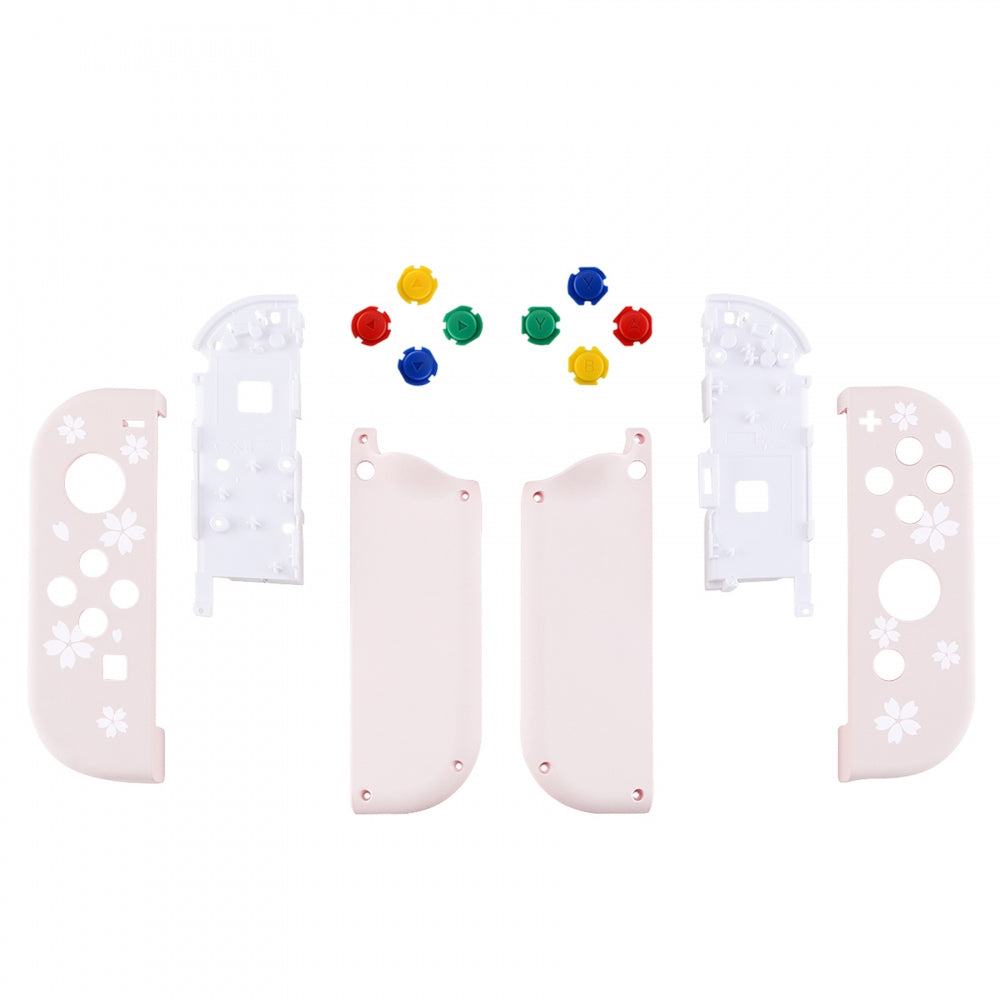 eXtremeRate Retail Soft Touch Grip Cherry Blossoms Petals Patterned Joycon Handheld Controller Housing with Coloful Buttons, DIY Replacement Shell Case for NS Switch JoyCon & OLED JoyCon - Joycon and Console NOT Included - CT109