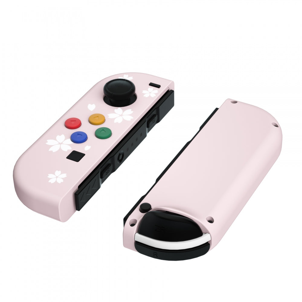 eXtremeRate Retail Soft Touch Grip Cherry Blossoms Petals Patterned Joycon Handheld Controller Housing with Coloful Buttons, DIY Replacement Shell Case for NS Switch JoyCon & OLED JoyCon - Joycon and Console NOT Included - CT109