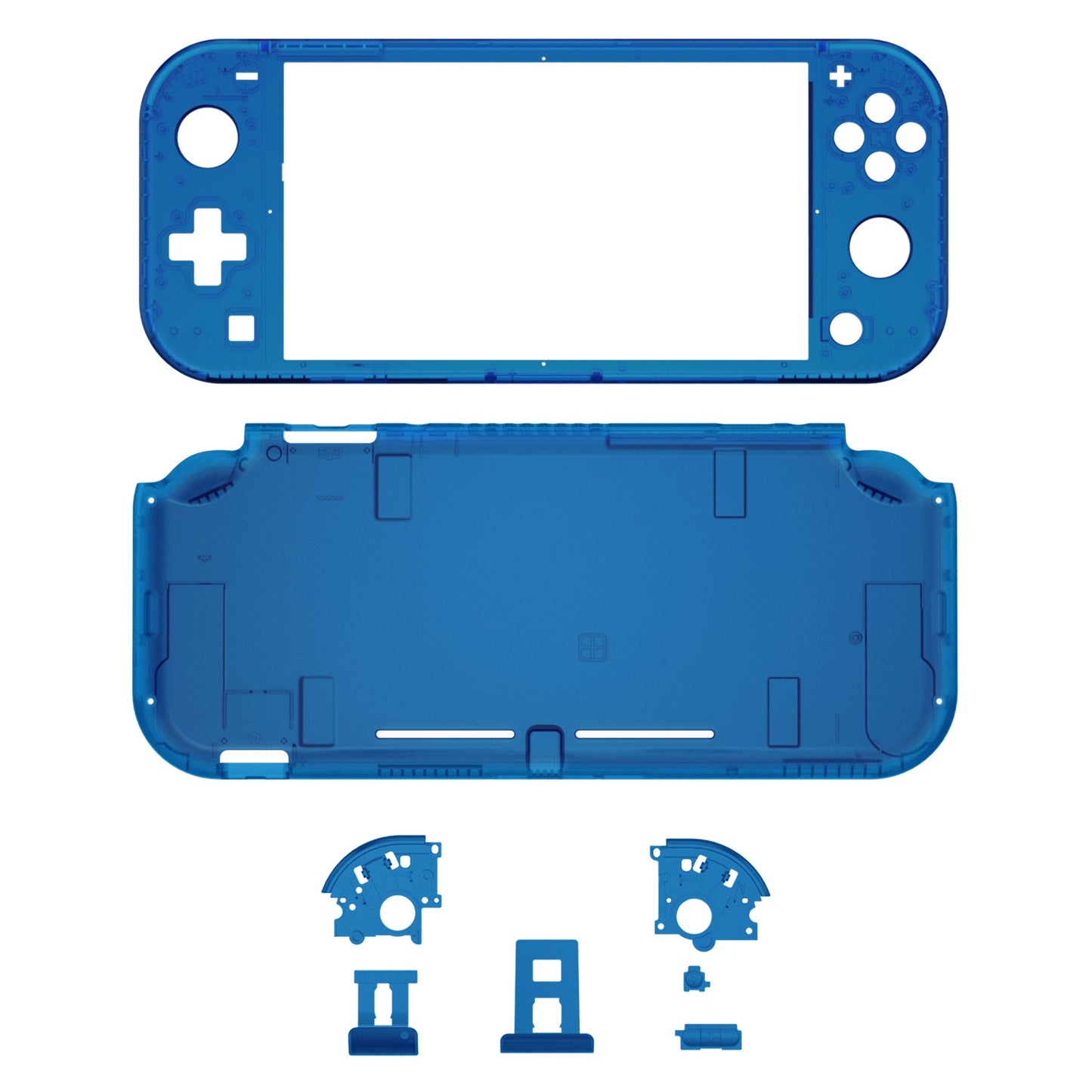 eXtremeRate Retail Transparent Clear Blue DIY Replacement Shell for NS Switch Lite, NSL Handheld Controller Housing with Screen Protector, Custom Case Cover for NS Switch Lite - DLM504