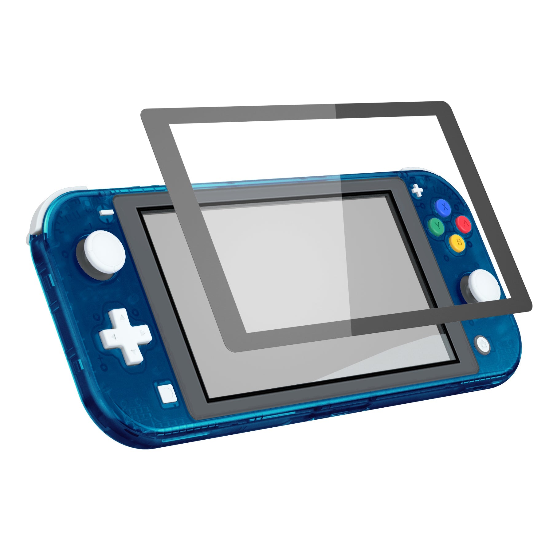 eXtremeRate Replacement Housing Shell for with Screen Protector for  Nintendo Switch Litee - Transparent Clear Blue