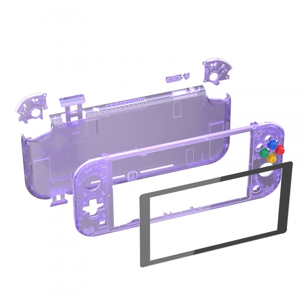 eXtremeRate Retail Clear Atomic Purple DIY Replacement Shell for Nintendo Switch Lite, NSL Handheld Controller Housing with Screen Protector, Custom Case Cover for Nintendo Switch Lite - DLM505