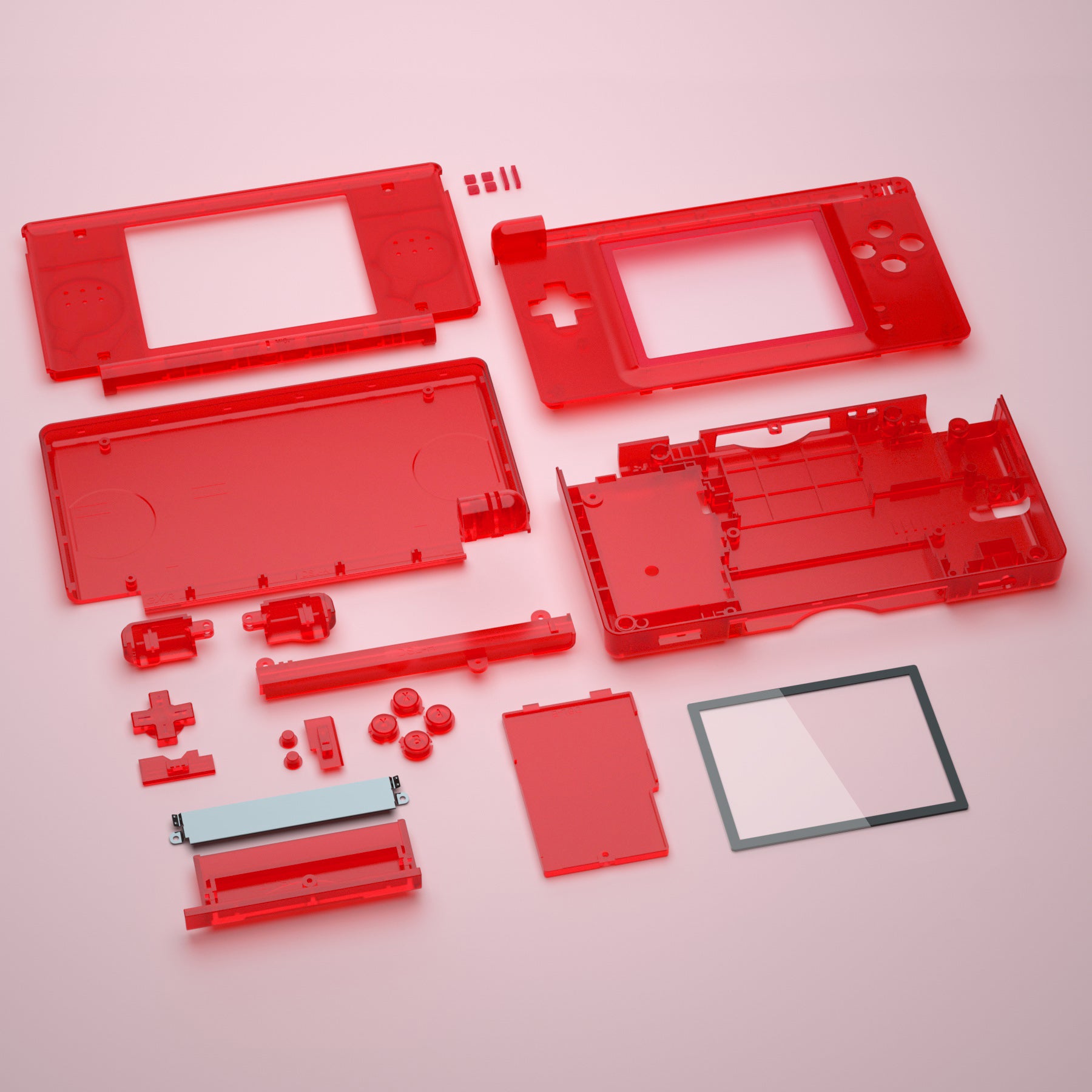 eXtremeRate Replacement Full Housing Shell & Buttons with Screen Lens for  Nintendo DS Lite NDSL - Clear Red