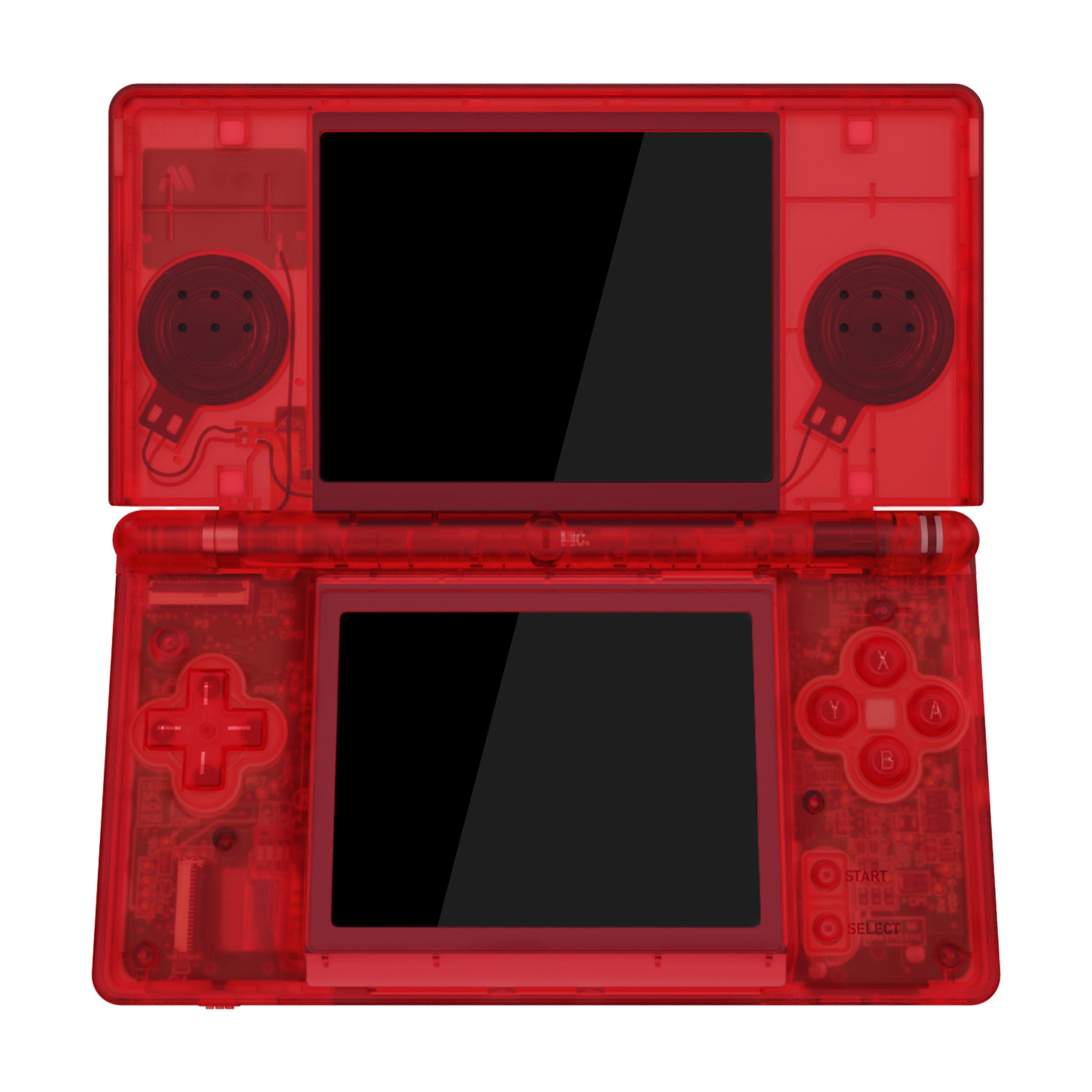 Replacement Full Housing Shell & Buttons with Screen Lens for Nintendo DS  Lite NDSL - Clear Red