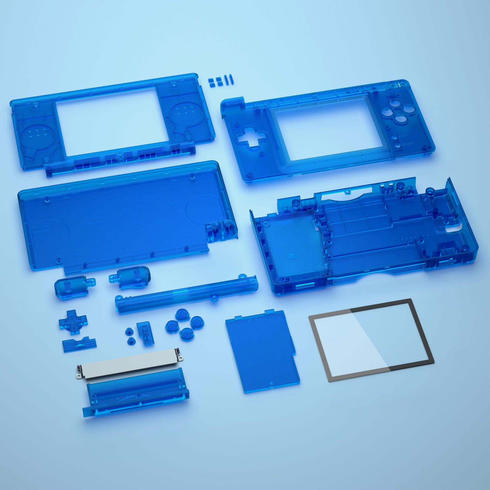 eXtremeRate Clear Blue Replacement Full Housing Shell for Nintendo DS