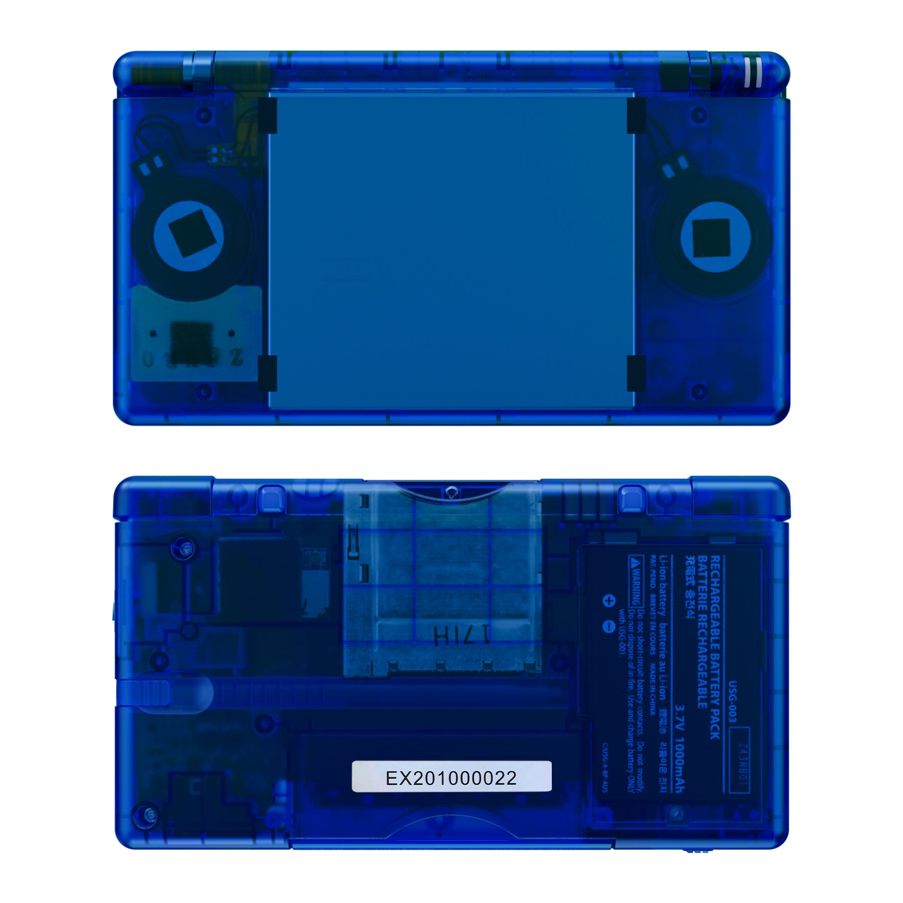 Nintendo DS Lite用クリアブルー交換用フルハウジングシェル、ボタン付きカスタムハンドヘルドコンソールケースカバー、Nintendo DS  Lite NDSL用スクリーンレンズ - コンソールは含まれません - DSLM5004