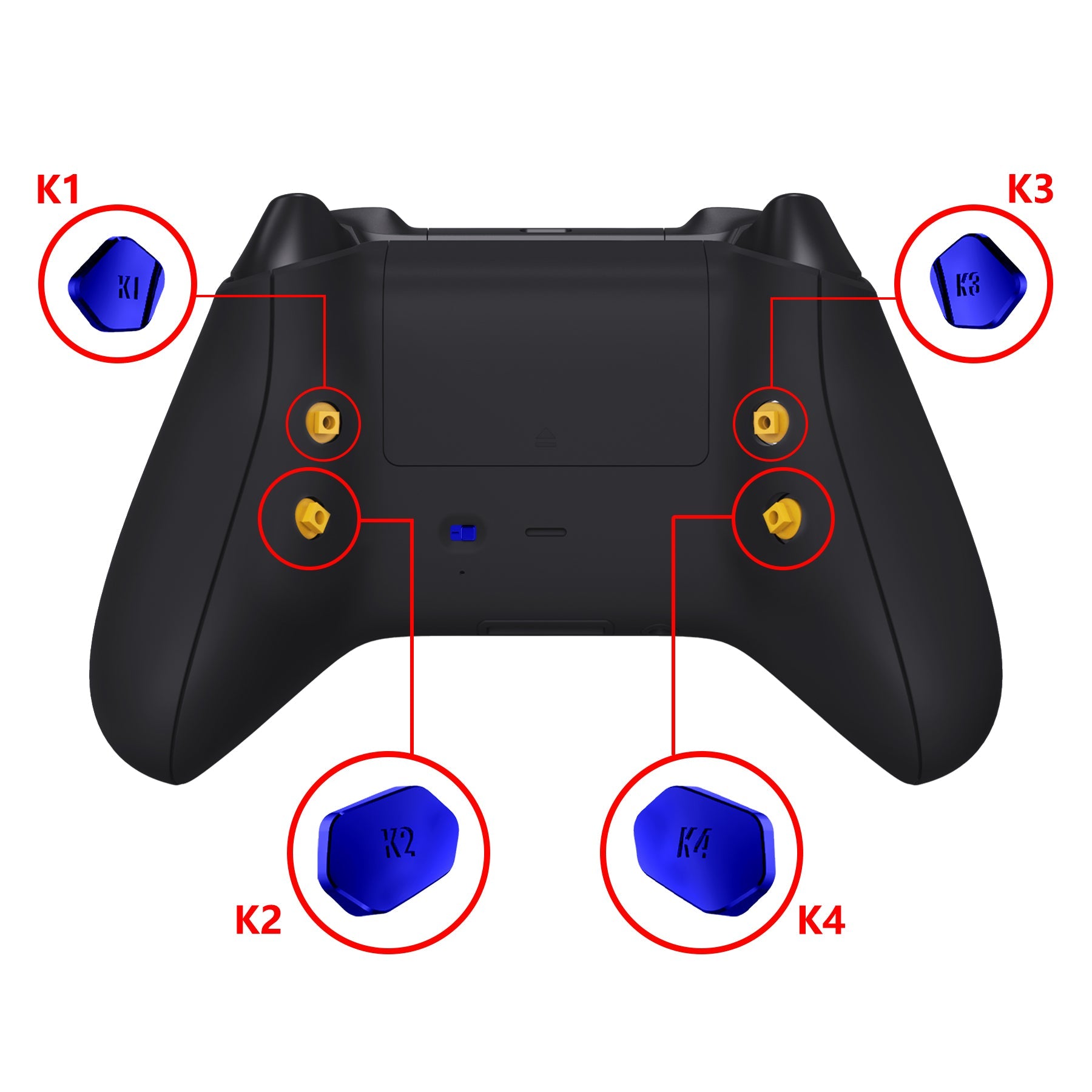 eXtremeRate Retail Chrome Blue Replacement Redesigned K1 K2 K3 K4 Back Buttons Paddles & Toggle Switch for Xbox Series X/S Controller eXtremerate Hope Remap Kit - Controller & Hope Remap Board NOT Included - DX3D4004