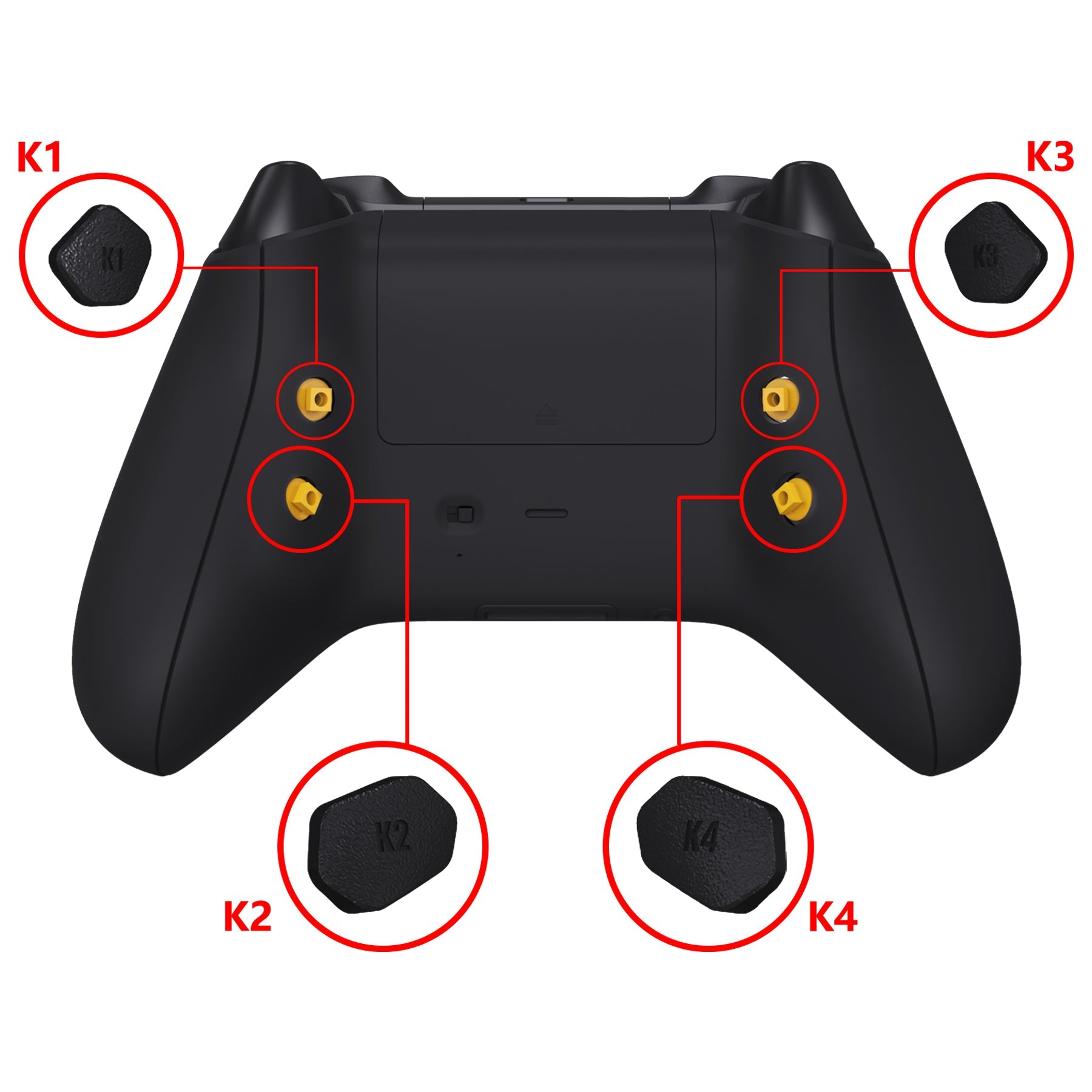 Solid Black Replacement Redesigned K1 K2 K3 K4 Back Buttons & Setting Button for Xbox One S/X, Xbox Series X/S Controller eXtremeRate Victor S/X Remap