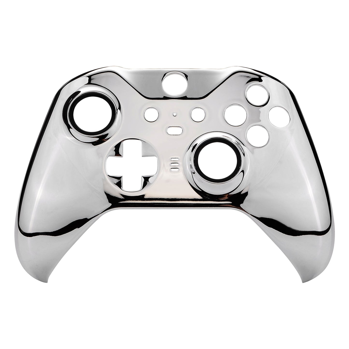 eXtremeRate Retail Chrome Silver Edition Glossy Faceplate Cover, Front Housing Shell Case Replacement Kit for Xbox One Elite Series 2 Controller (Model 1797 and Core Model 1797) - Thumbstick Accent Rings Included - ELD402