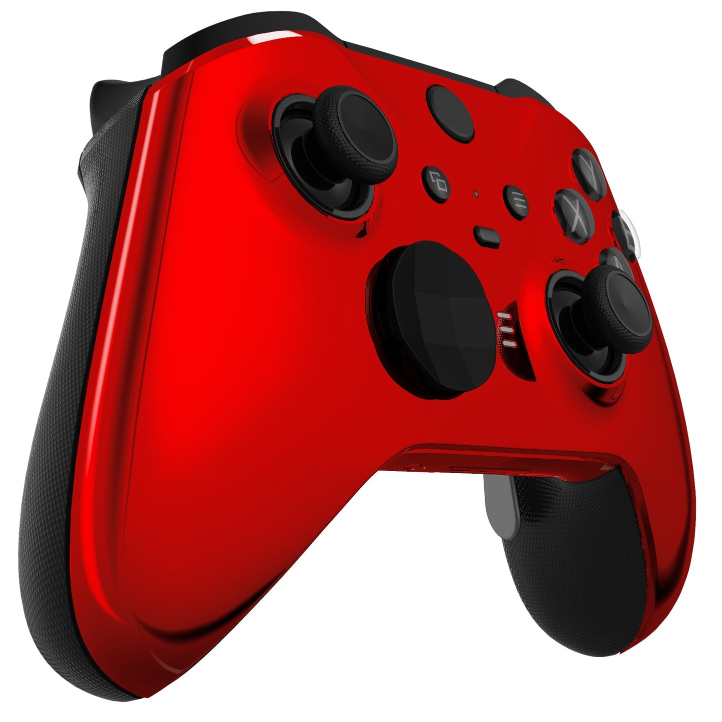 eXtremeRate Retail Chrome Red Edition Glossy Faceplate Cover, Front Housing Shell Case Replacement Kit for Xbox One Elite Series 2 Controller (Model 1797 and Core Model 1797) - Thumbstick Accent Rings Included - ELD403