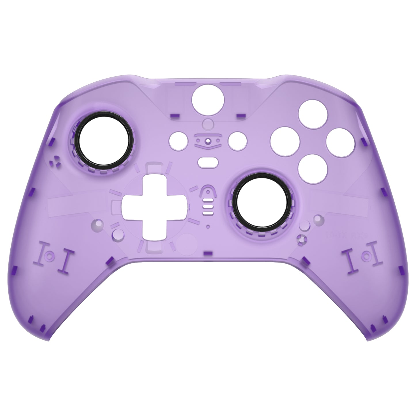 eXtremeRate Retail Clear Atomic Purple Faceplate Cover, Front Housing Shell Case Replacement Kit for Xbox One Elite Series 2 Controller Model 1797 and Core Model 1797 - Thumbstick Accent Rings Included - ELM504