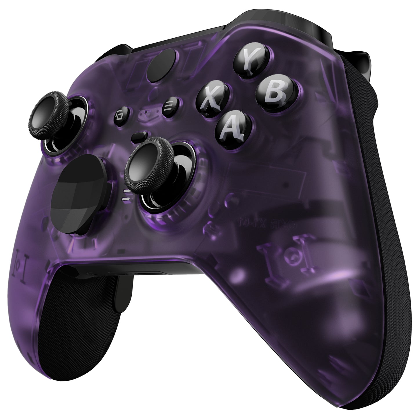 eXtremeRate Retail Clear Atomic Purple Faceplate Cover, Front Housing Shell Case Replacement Kit for Xbox One Elite Series 2 Controller Model 1797 and Core Model 1797 - Thumbstick Accent Rings Included - ELM504