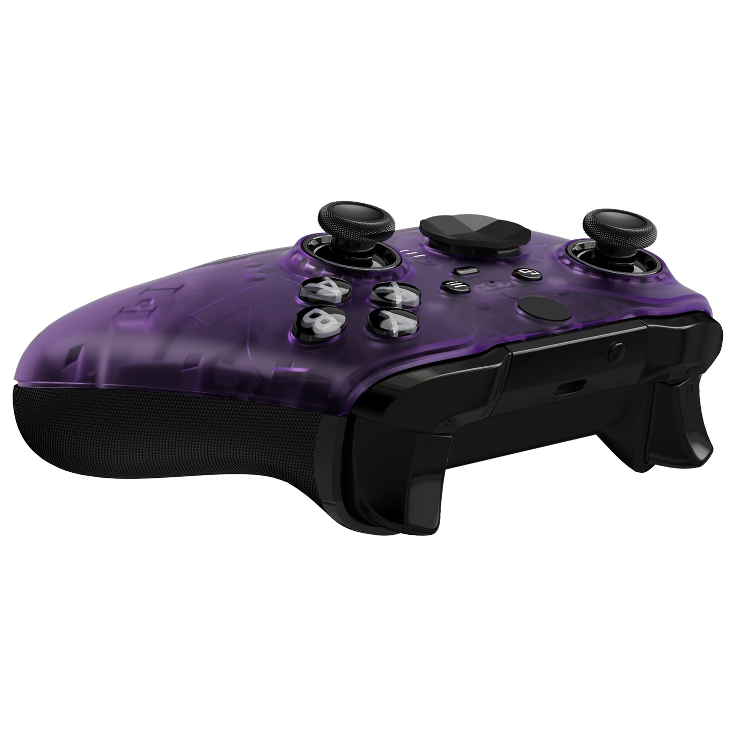 eXtremeRate Retail Clear Atomic Purple Faceplate Cover, Front Housing Shell Case Replacement Kit for Xbox One Elite Series 2 Controller Model 1797 and Core Model 1797 - Thumbstick Accent Rings Included - ELM504