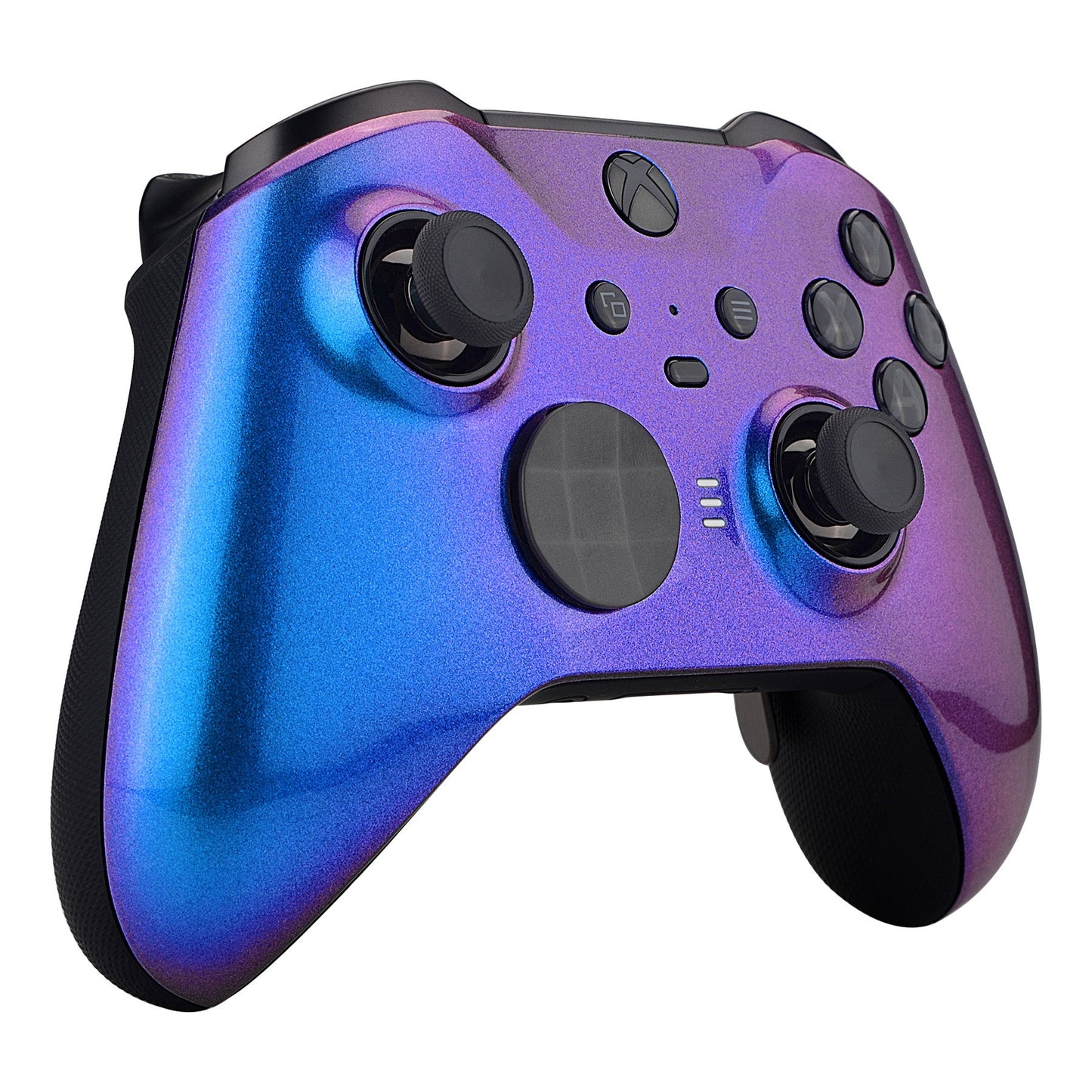 eXtremeRate Retail Chameleon Purple Blue Faceplate Cover, Glossy Front Housing Shell Case Replacement Kit for Xbox One Elite Series 2 Controller (Model 1797 and Core Model 1797) - Thumbstick Accent Rings Included - ELP301