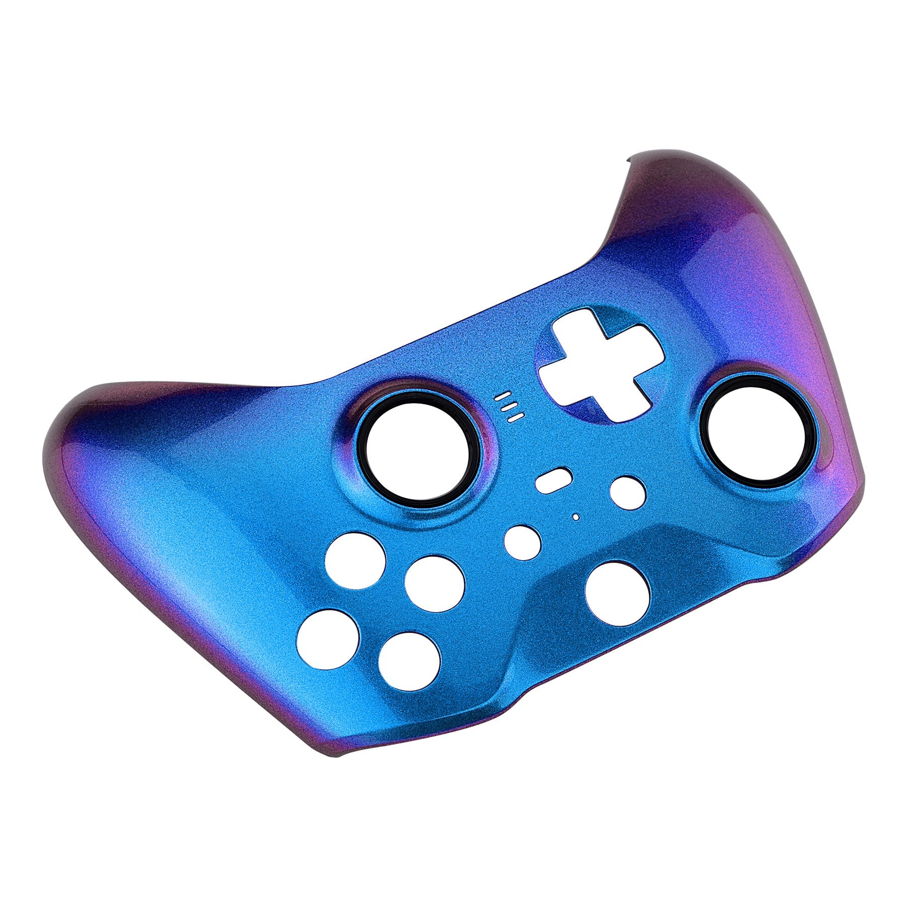 eXtremeRate Retail Chameleon Purple Blue Faceplate Cover, Glossy Front Housing Shell Case Replacement Kit for Xbox One Elite Series 2 Controller (Model 1797 and Core Model 1797) - Thumbstick Accent Rings Included - ELP301