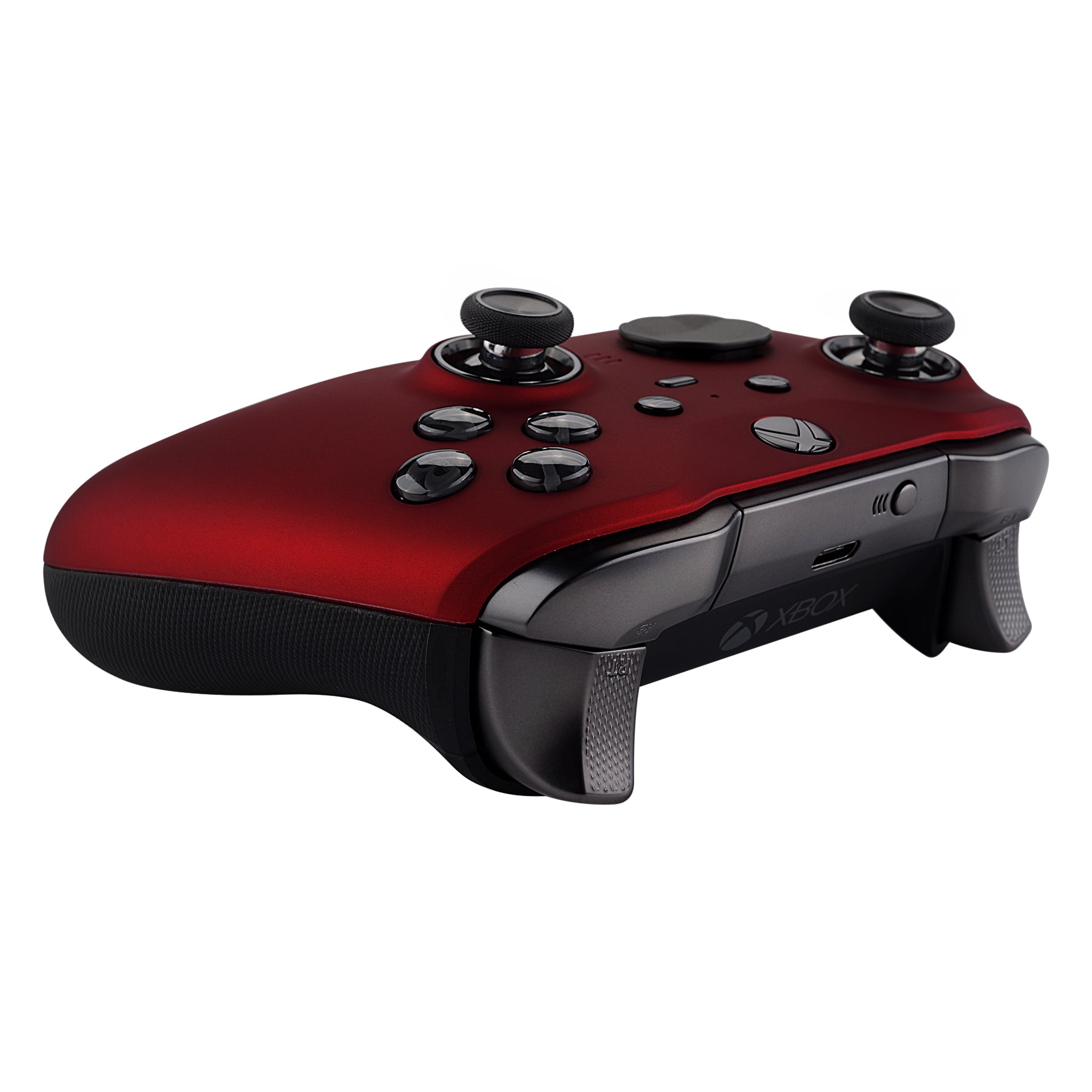 eXtremeRate Retail Scarlet Red Soft Touch Grip Faceplate Cover, Front Housing Shell Case Replacement Kit for Xbox One Elite Series 2 Controller (Model 1797 and Core Model 1797) - Thumbstick Accent Rings Included - ELP303