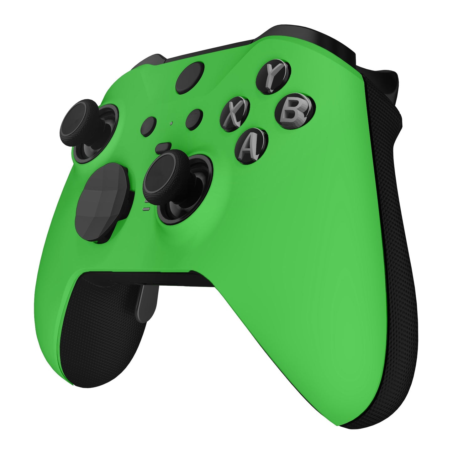 eXtremeRate Retail Green Soft Touch Grip Faceplate Cover, Front Housing Shell Case Replacement Kit for Xbox One Elite Series 2 Controller (Model 1797 and Core Model 1797) - Thumbstick Accent Rings Included - ELP306
