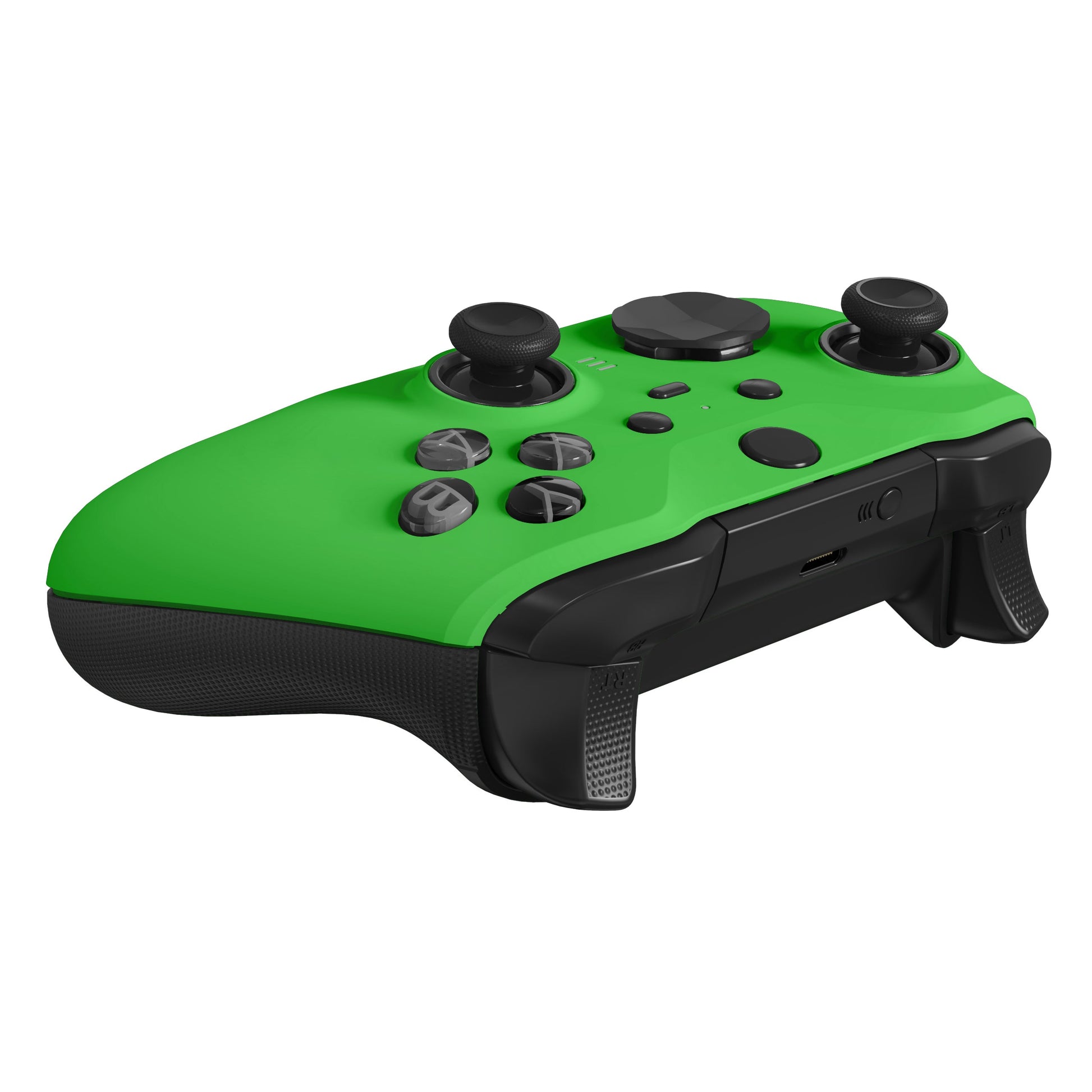 eXtremeRate Retail Green Soft Touch Grip Faceplate Cover, Front Housing Shell Case Replacement Kit for Xbox One Elite Series 2 Controller (Model 1797 and Core Model 1797) - Thumbstick Accent Rings Included - ELP306