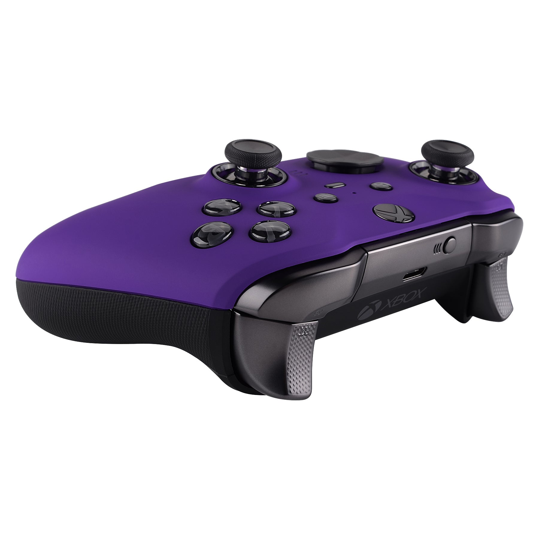 eXtremeRate Retail Purple Soft Touch Grip Faceplate Cover, Front Housing Shell Case Replacement Kit for Xbox One Elite Series 2 Controller (Model 1797 and Core Model 1797) - Thumbstick Accent Rings Included - ELP307