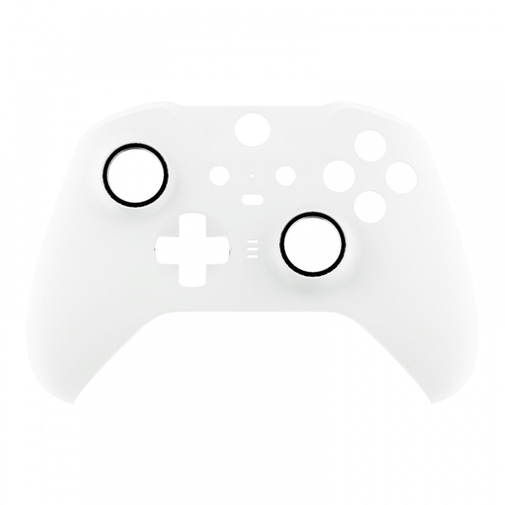 eXtremeRate Retail White Soft Touch Grip Faceplate Cover, Front Housing Shell Case Replacement Kit for Xbox One Elite Series 2 Controller (Model 1797 and Core Model 1797) - Thumbstick Accent Rings Included - ELP308