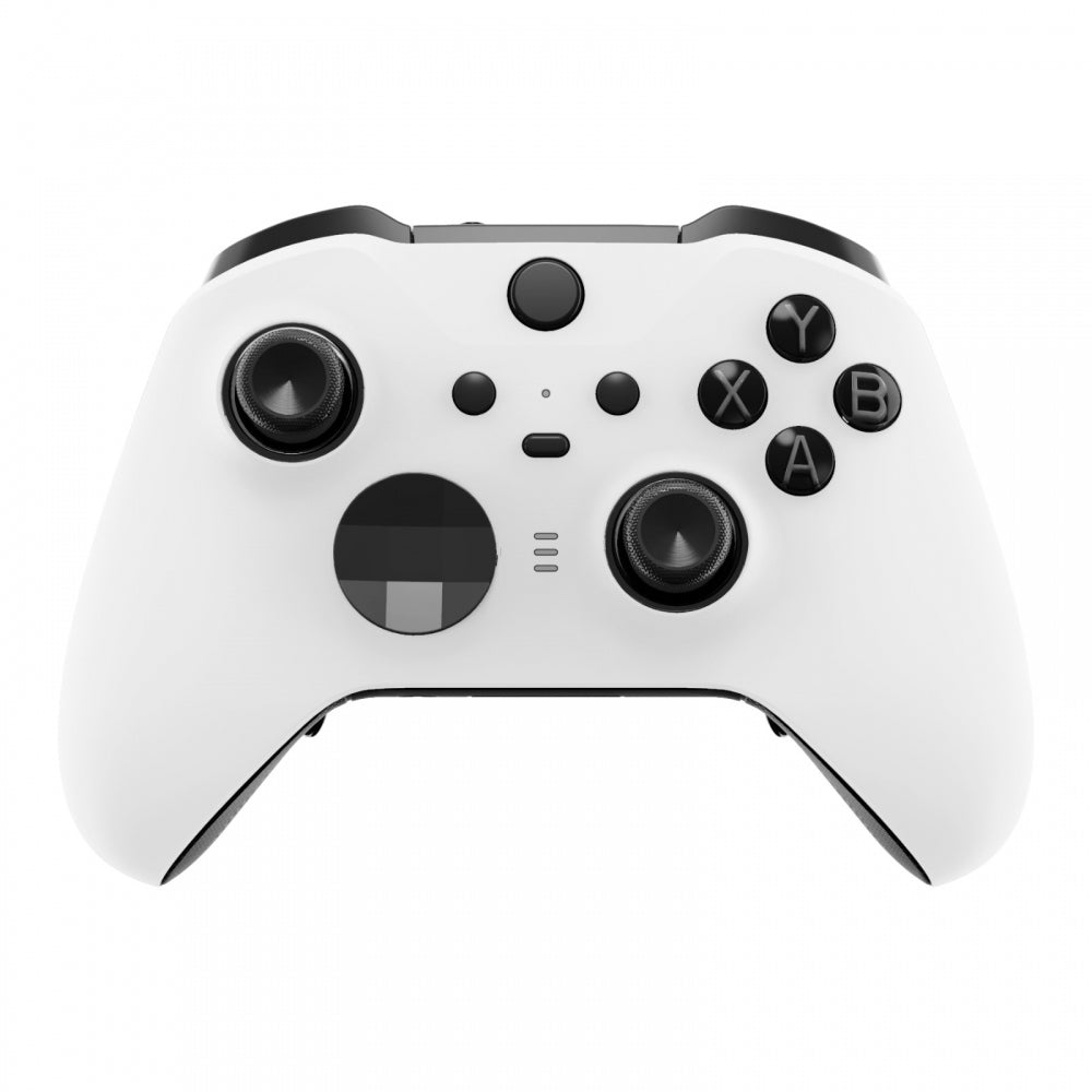 eXtremeRate Retail White Soft Touch Grip Faceplate Cover, Front Housing Shell Case Replacement Kit for Xbox One Elite Series 2 Controller (Model 1797 and Core Model 1797) - Thumbstick Accent Rings Included - ELP308