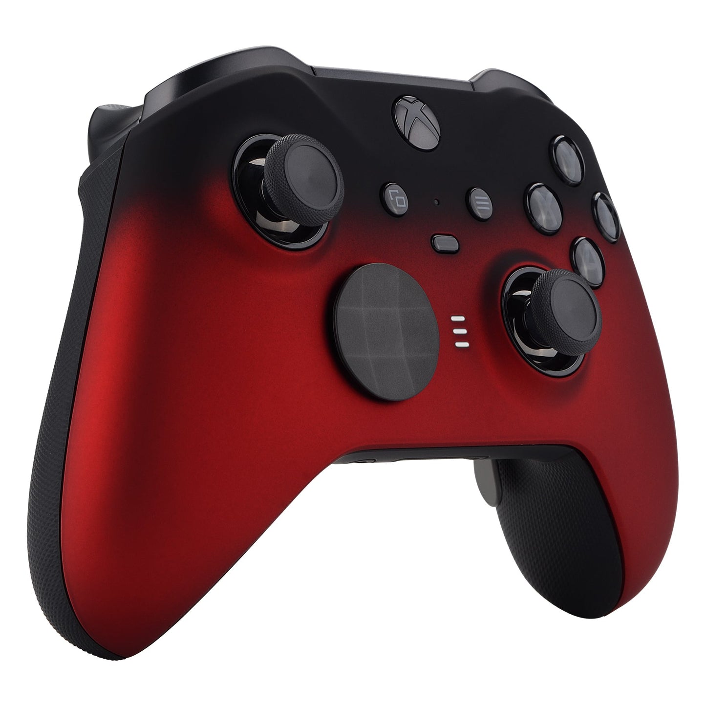 eXtremeRate Retail Shadow Scarlet Red Soft Touch Grip Faceplate Cover, Front Housing Shell Case Replacement Kit for Xbox One Elite Series 2 Controller (Model 1797 and Core Model 1797) - Thumbstick Accent Rings Included - ELP319