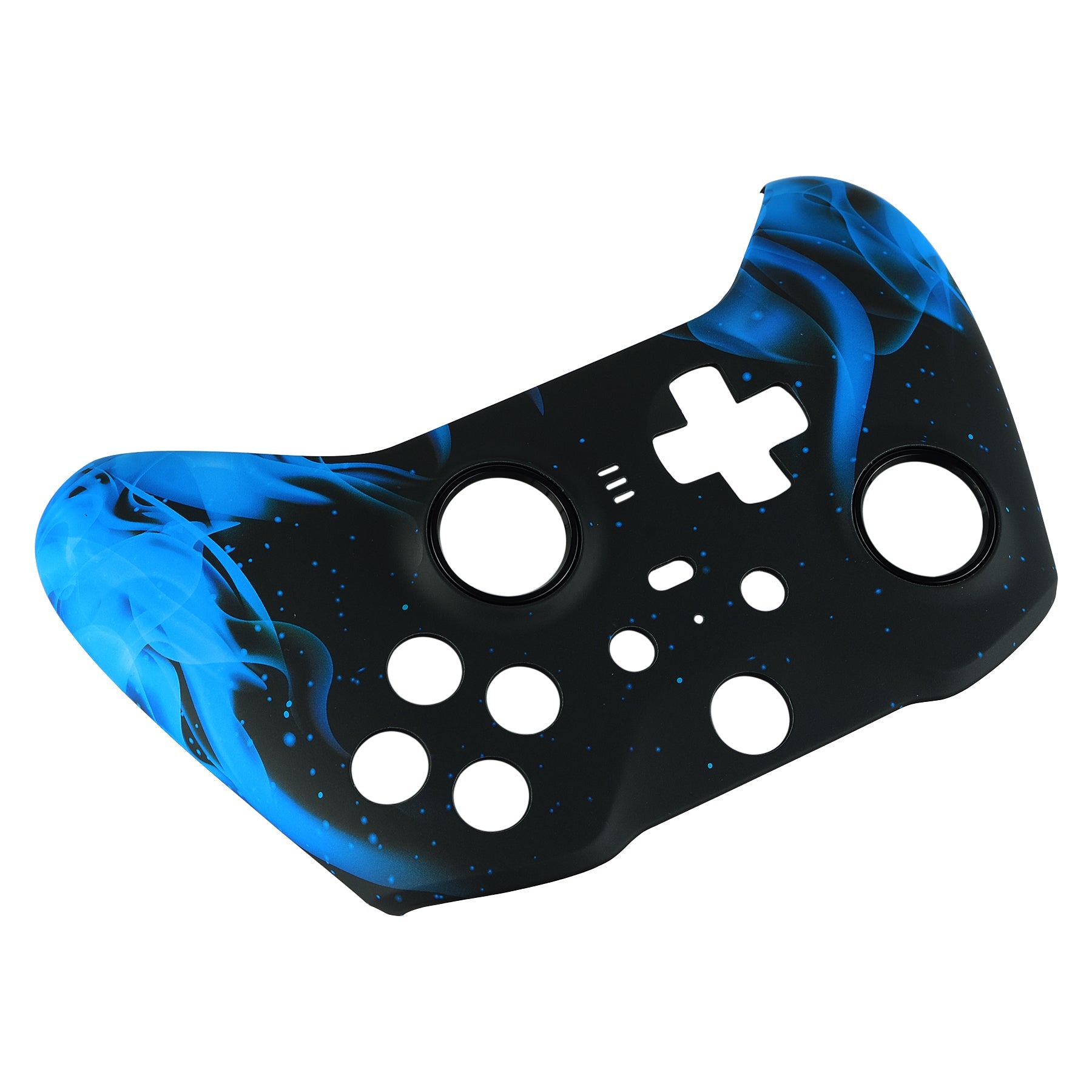 eXtremeRate Retail Blue Flame Patterned Faceplate Cover, Soft Touch Front Housing Shell Case Replacement Kit for Xbox One Elite Series 2 Controller (Model 1797 and Core Model 1797) - Thumbstick Accent Rings Included - ELT105