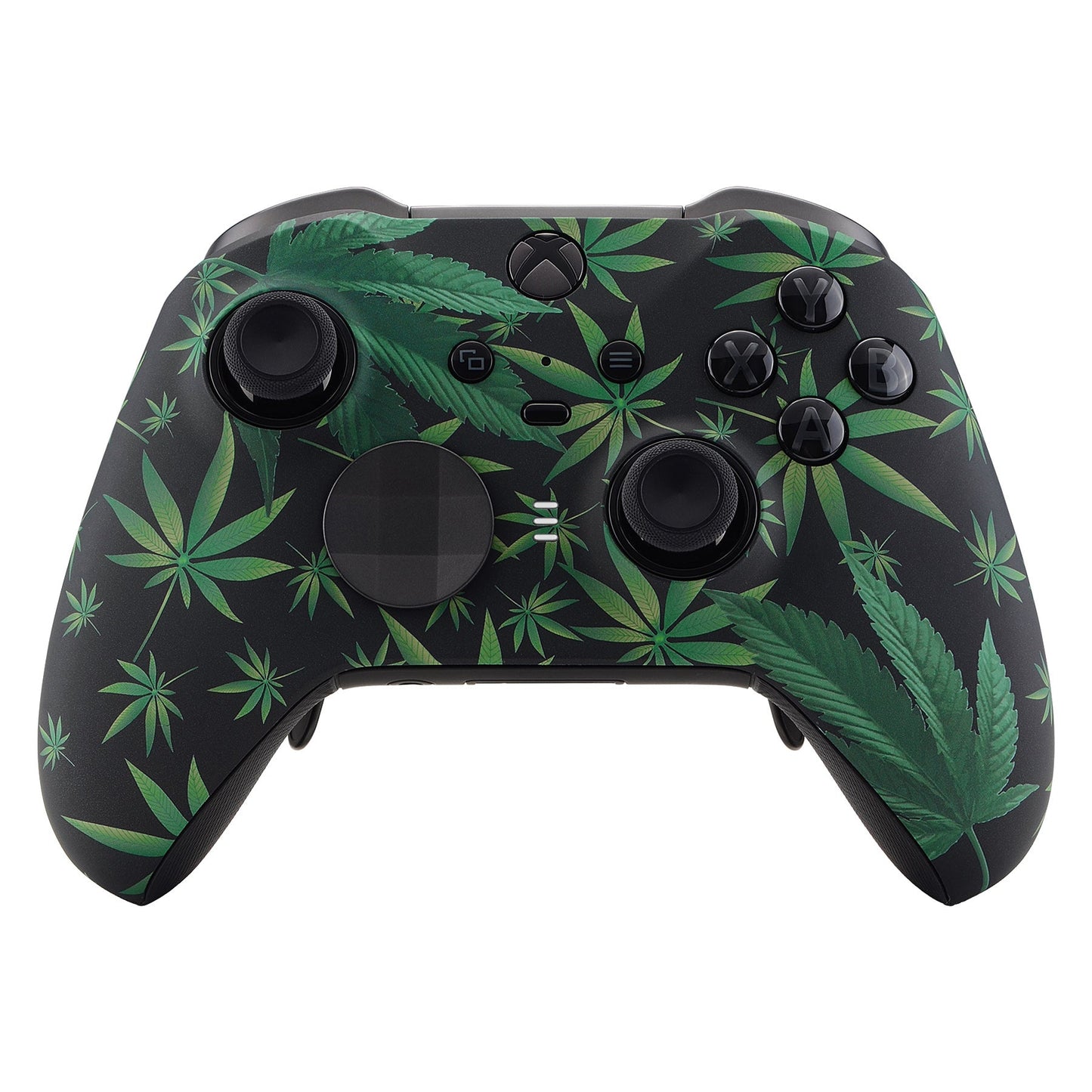 eXtremeRate Retail Green Weeds Patterned Faceplate Cover, Soft Touch Front Housing Shell Case Replacement Kit for Xbox One Elite Series 2 Controller (Model 1797 and Core Model 1797) - Thumbstick Accent Rings Included - ELT111