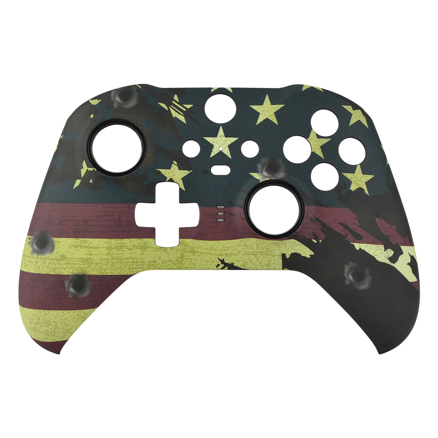eXtremeRate Retail US Flag The Stars & Stripes Patterned Faceplate Cover, Soft Touch Front Housing Shell Case Replacement Kit for Xbox One Elite Series 2 Controller (Model 1797 and Core Model 1797) - Thumbstick Accent Rings Included - ELT114