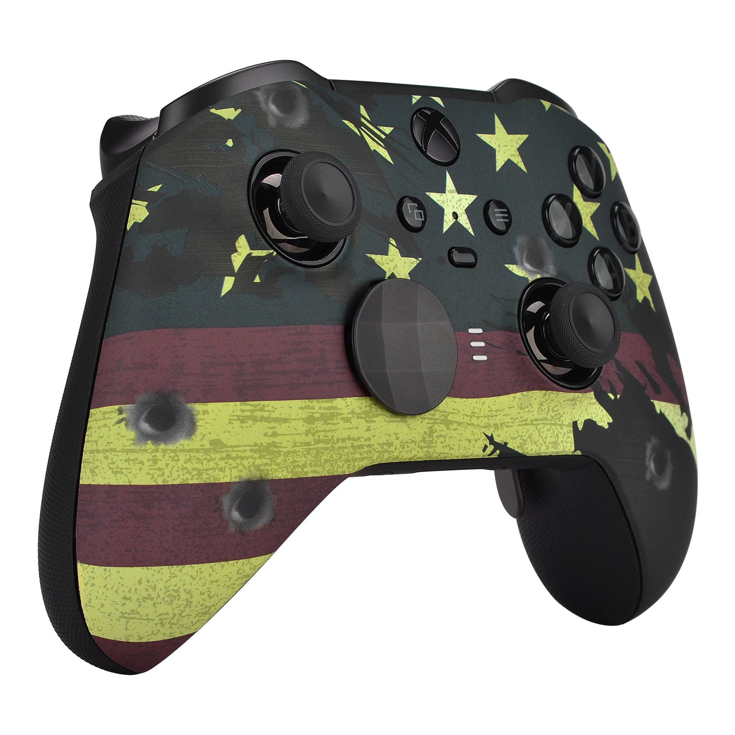 eXtremeRate Retail US Flag The Stars & Stripes Patterned Faceplate Cover, Soft Touch Front Housing Shell Case Replacement Kit for Xbox One Elite Series 2 Controller (Model 1797 and Core Model 1797) - Thumbstick Accent Rings Included - ELT114