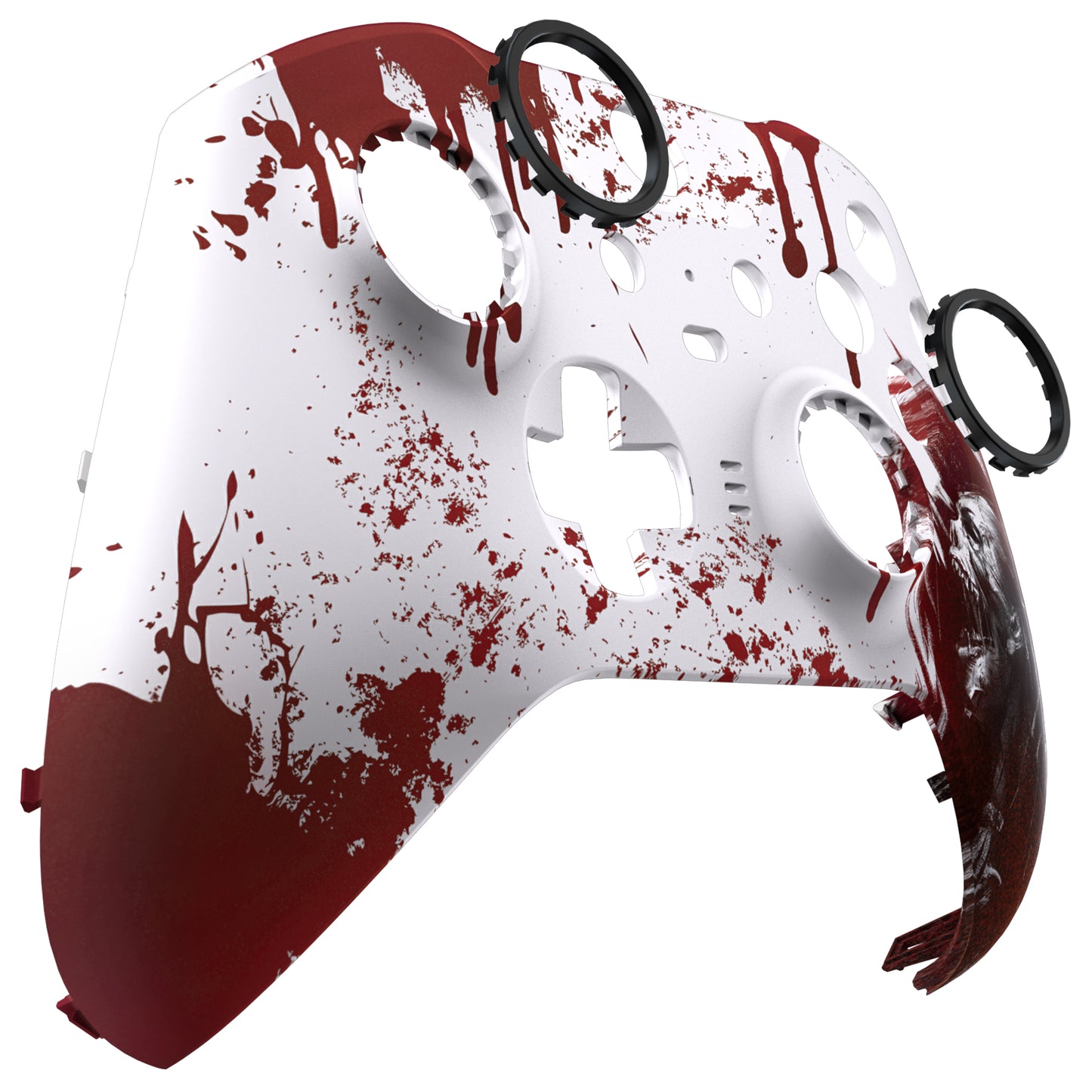 eXtremeRate Retail Blood Zombie Style Faceplate Cover, Soft Touch Front Housing Shell Case Replacement Kit for Xbox One Elite Series 2 Controller (Model 1797 and Core Model 1797) - Thumbstick Accent Rings Included - ELT139