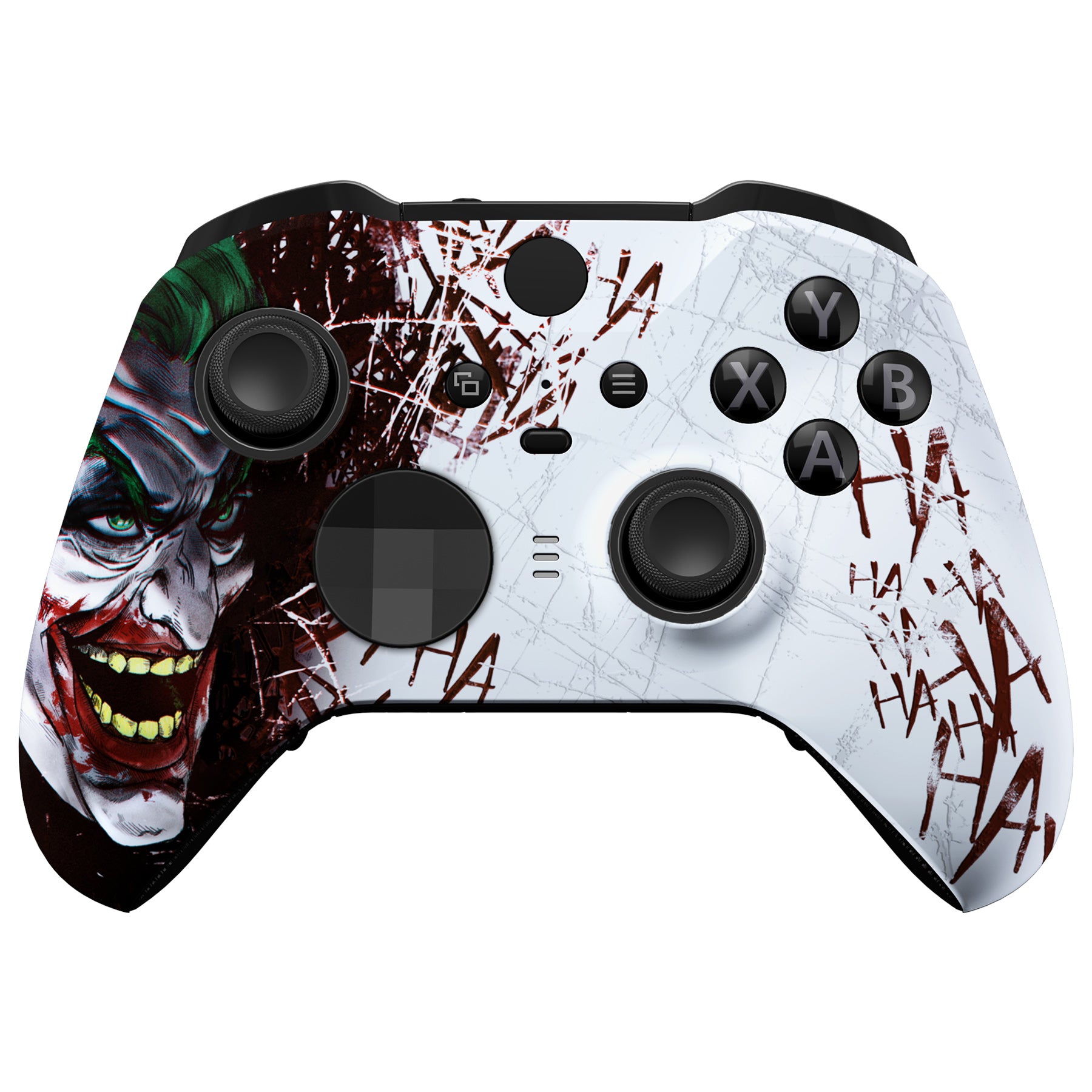 eXtremeRate Retail Clown HAHAHA Style Faceplate Cover, Soft Touch Front Housing Shell Case Replacement Kit for Xbox One Elite Series 2 Controller Model 1797 - Thumbstick Accent Rings Included - ELT140