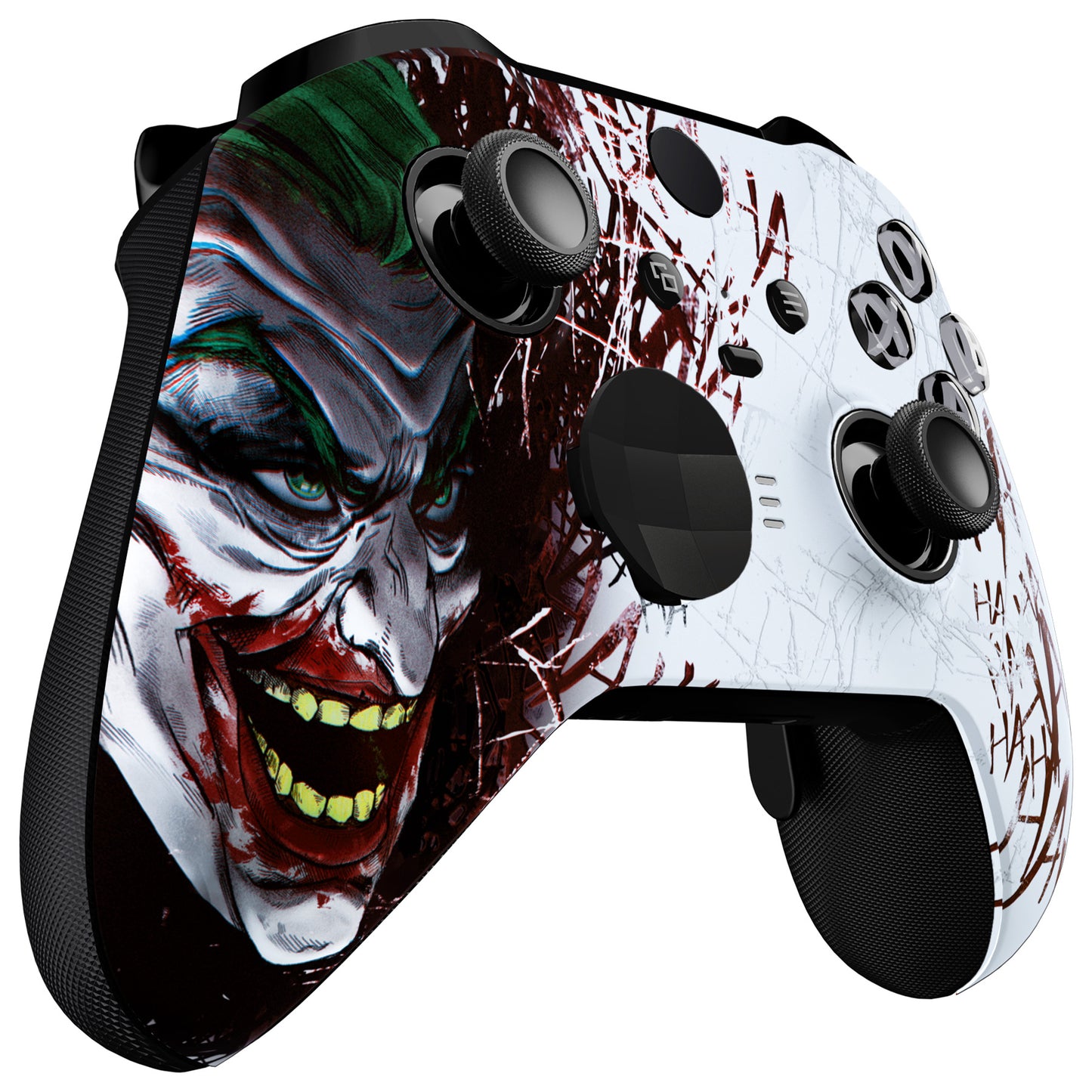eXtremeRate Retail Clown HAHAHA Style Faceplate Cover, Soft Touch Front Housing Shell Case Replacement Kit for Xbox One Elite Series 2 Controller Model 1797 - Thumbstick Accent Rings Included - ELT140