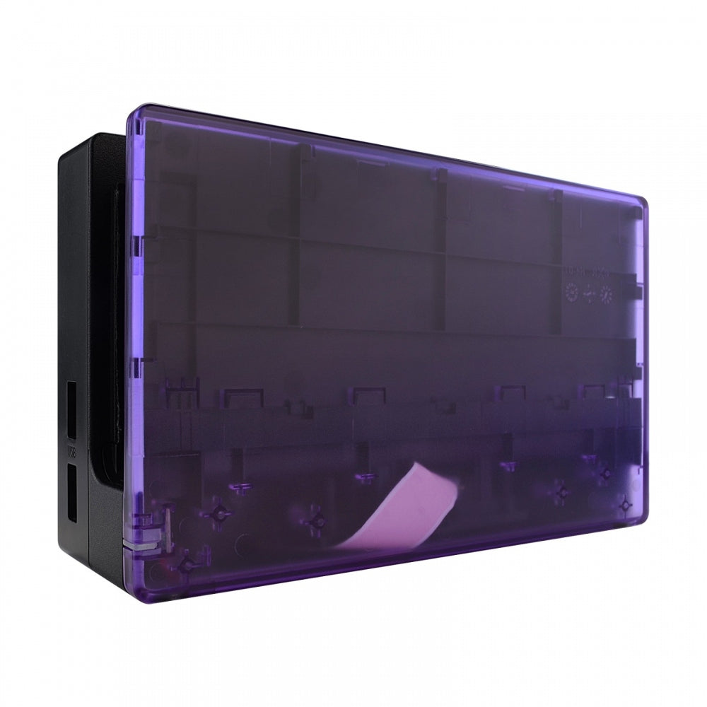 eXtremeRate Retail Transparent Altomic Purple Custom Faceplate for Nintendo Switch Charging Dock, Soft Touch Grip DIY Replacement Housing Shell for Nintendo Switch Dock - Dock NOT Included - FDM505