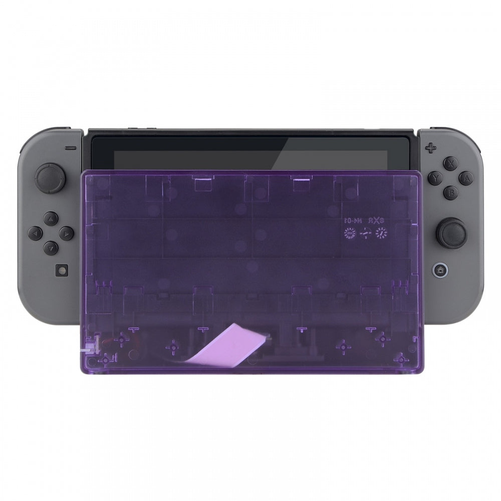 eXtremeRate Retail Transparent Altomic Purple Custom Faceplate for Nintendo Switch Charging Dock, Soft Touch Grip DIY Replacement Housing Shell for Nintendo Switch Dock - Dock NOT Included - FDM505