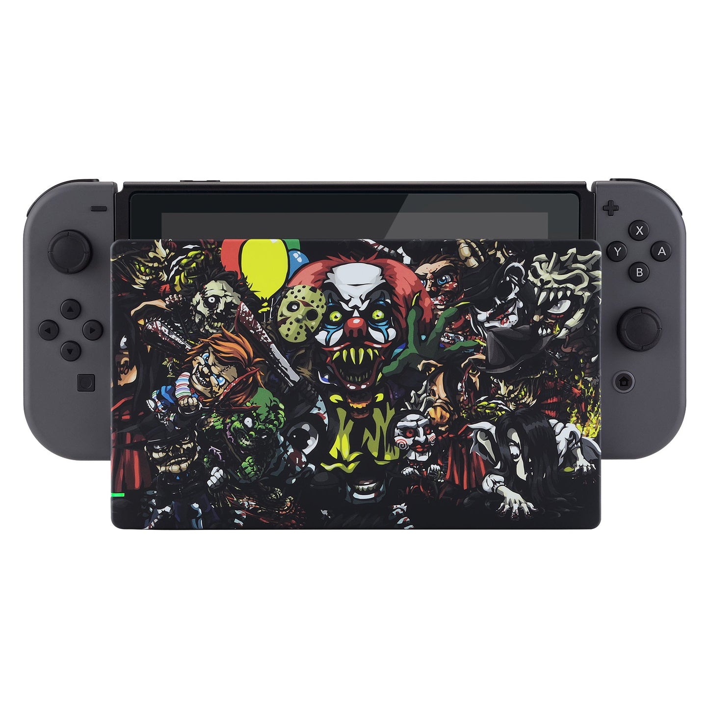 eXtremeRate Retail Custom Soft Touch Grip Faceplate for Nintendo Switch Dock, Scary Party Patterned DIY Replacement Housing Shell for Nintendo Switch Dock - Dock NOT Included - FDT103