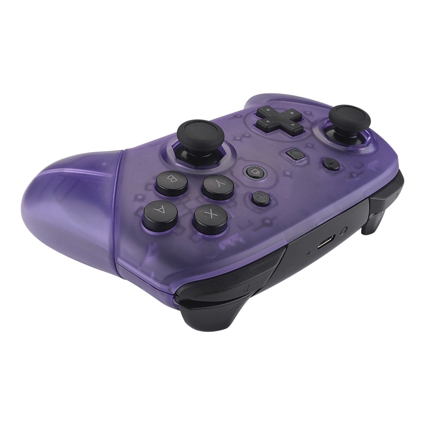 eXtremeRate Retail Clear Atomic Purple Octagonal Gated Sticks Faceplate Backplate Handles, DIY Replacement Grip Housing Shell Cover for Nintendo Switch Pro Controller- Controller NOT Included - FRE605