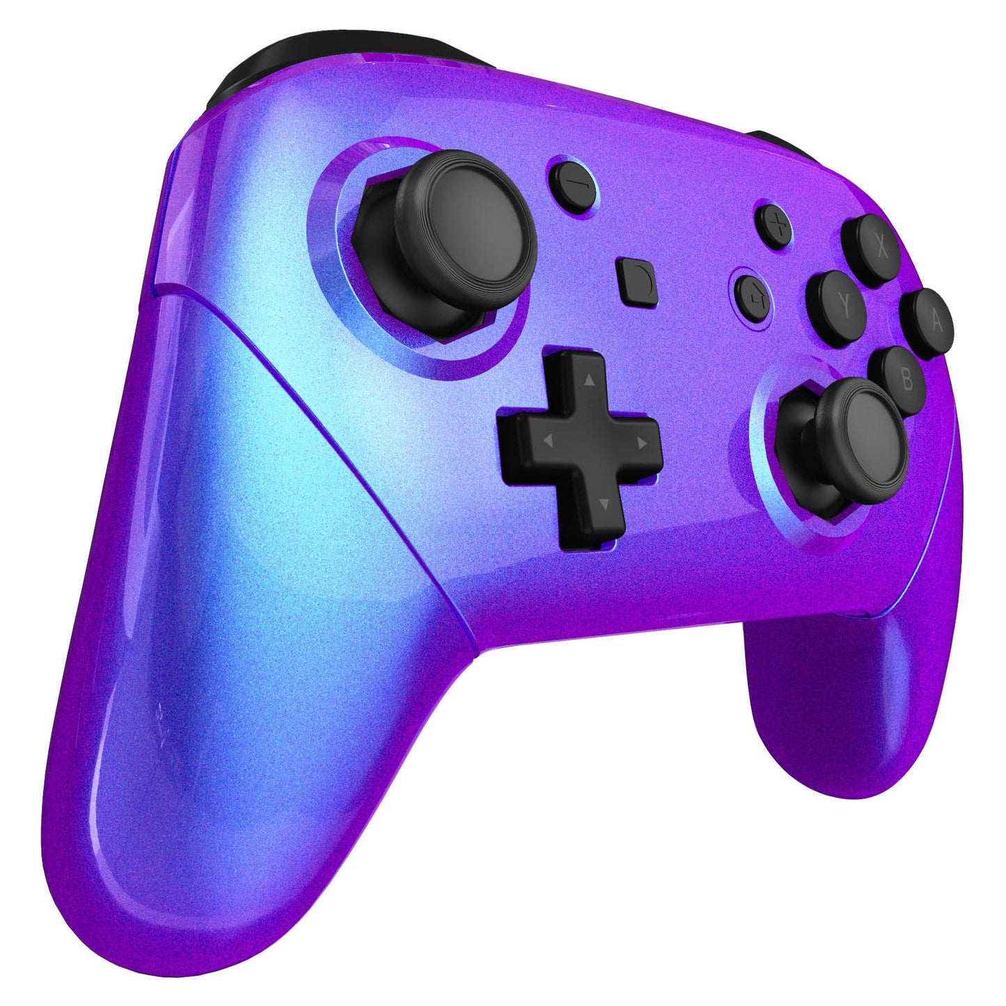 eXtremeRate Retail Chameleon Purple Blue Faceplate Backplate Handles Cover, Octagonal Gated Sticks Design DIY Replacement Grip Housing Shell for NS Switch Pro Controller - Controller NOT Included - FRE607