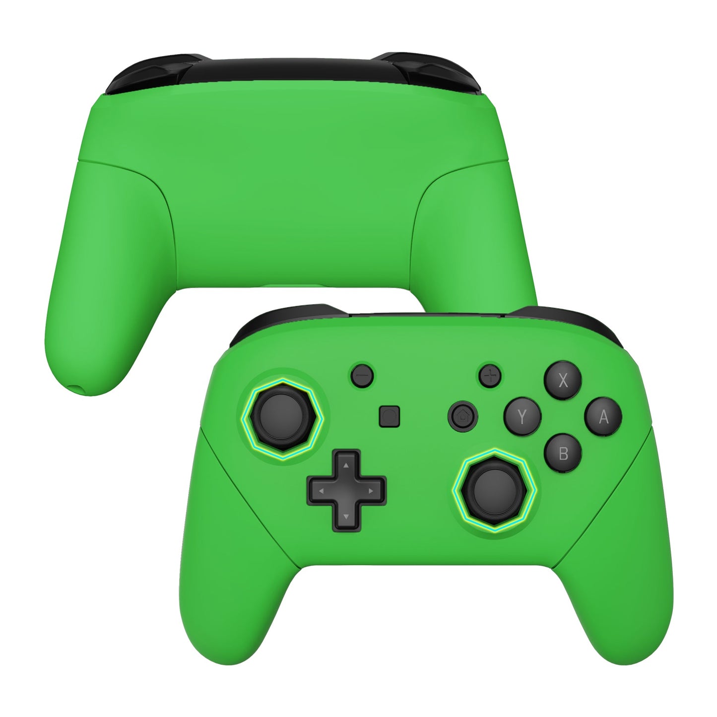 eXtremeRate Retail Green Faceplate Backplate Handles Cover, Octagonal Gated Sticks Design DIY Replacement Grip Housing Shell for NS Switch Pro Controller - Controller NOT Included - FRE612