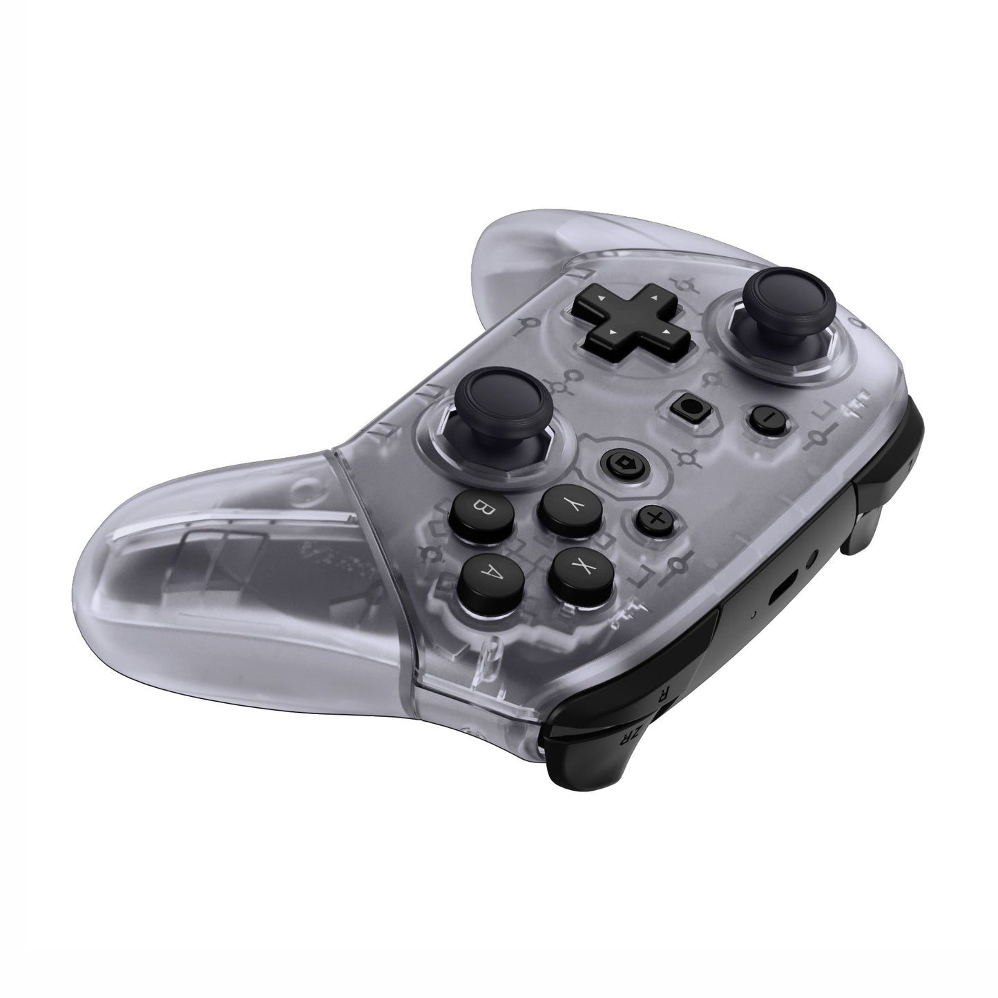 eXtremeRate Retail Clear Octagonal Gated Sticks Faceplate Backplate Handles, DIY Replacement Grip Housing Shell Cover for NS Switch Pro Controller - Controller NOT Included - FRE614