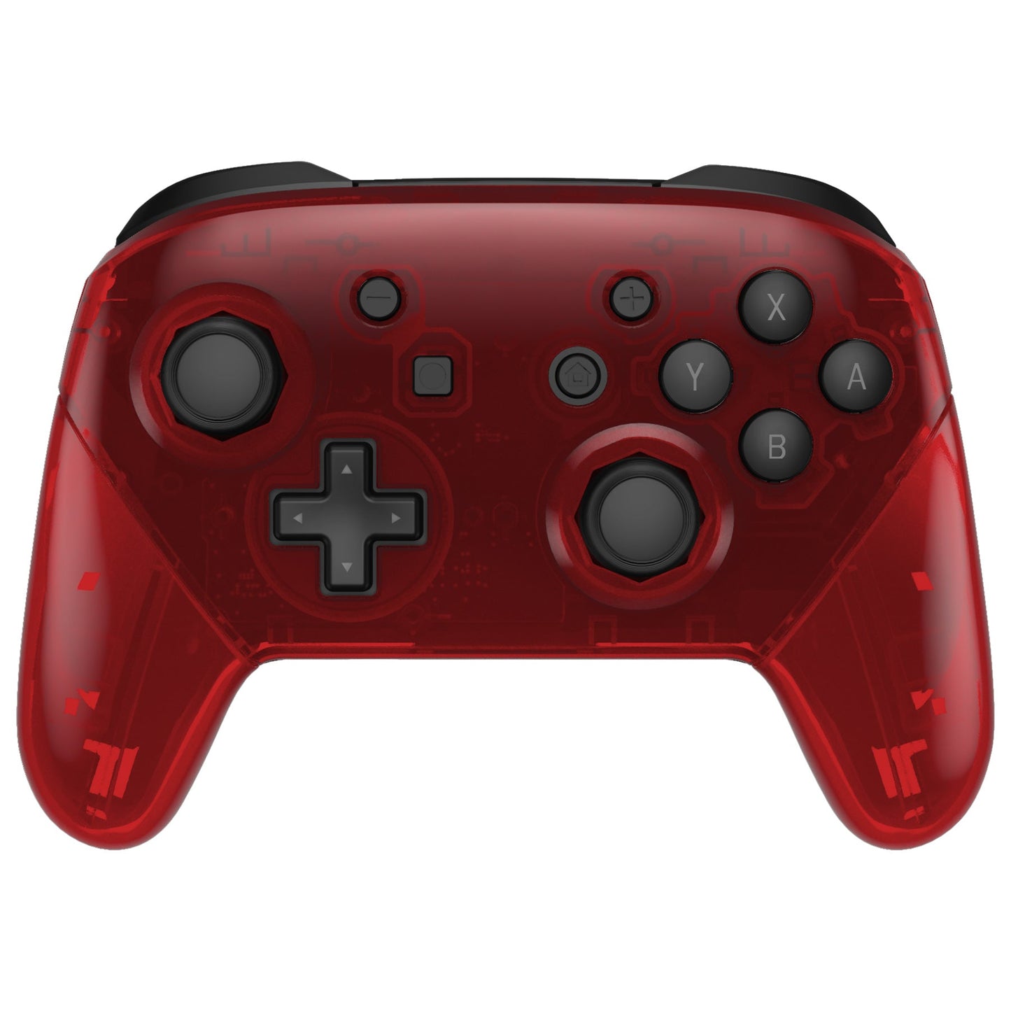 eXtremeRate Retail Clear Red Octagonal Gated Sticks Faceplate Backplate Handles, DIY Replacement Grip Housing Shell Cover for NS Switch Pro Controller - Controller NOT Included - FRE615