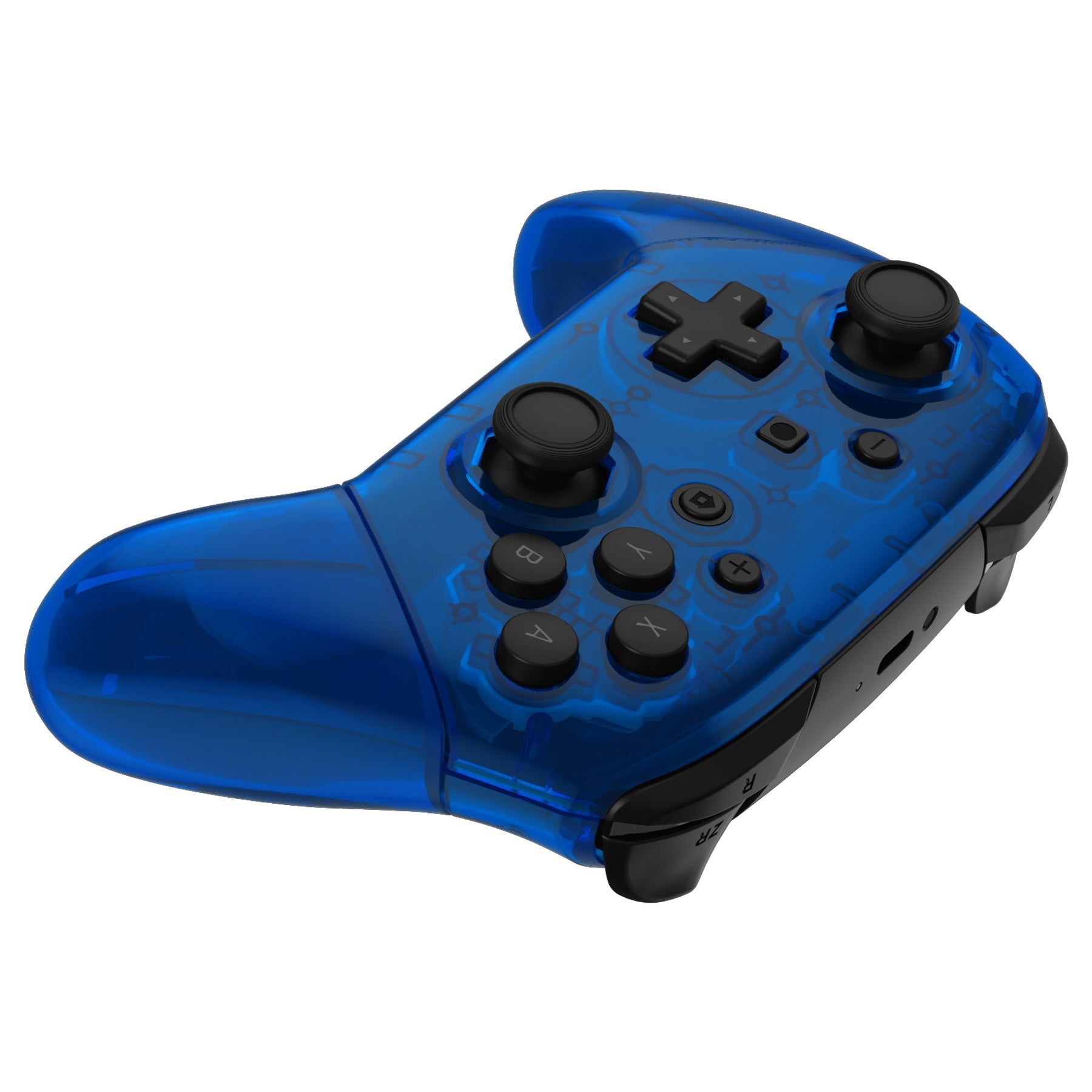 eXtremeRate Retail Clear Blue Octagonal Gated Sticks Faceplate Backplate Handles, DIY Replacement Grip Housing Shell Cover for NS Switch Pro Controller - Controller NOT Included - FRE616