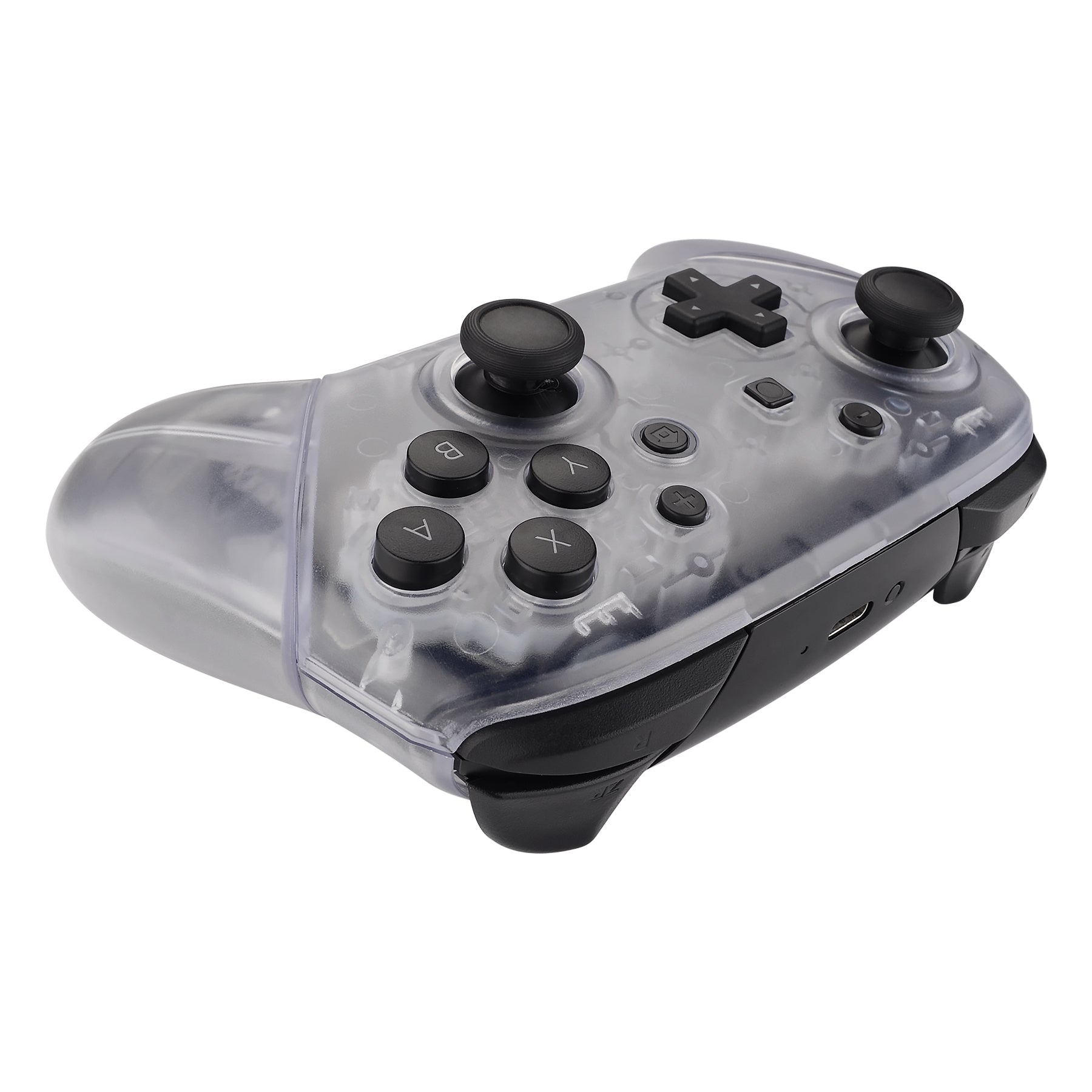 eXtremeRate Retail Transparent Clear Faceplate Backplate Handles for Nintendo Switch Pro Controller, DIY Replacement Grip Housing Shell Cover for Nintendo Switch Pro - Controller NOT Included - FRM501