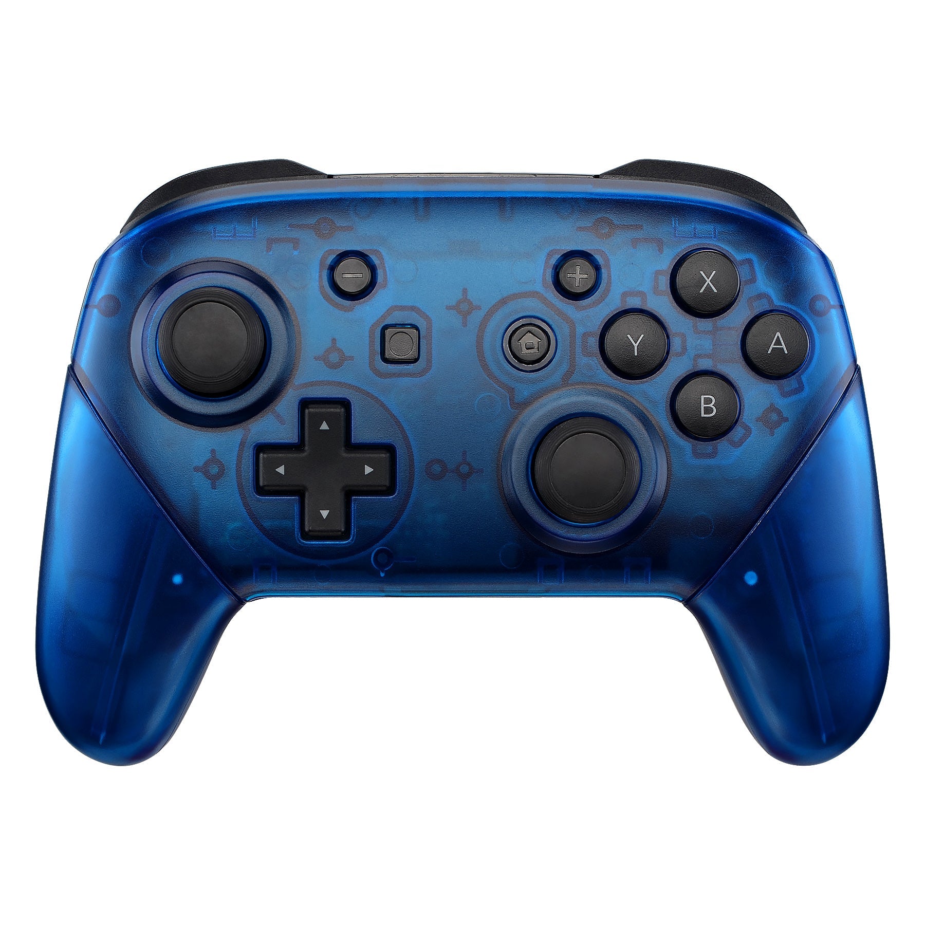 eXtremeRate Retail Transparent Blue Faceplate Backplate Handles for Nintendo Switch Pro Controller, DIY Replacement Grip Housing Shell Cover for Nintendo Switch Pro - Controller NOT Included - FRM503
