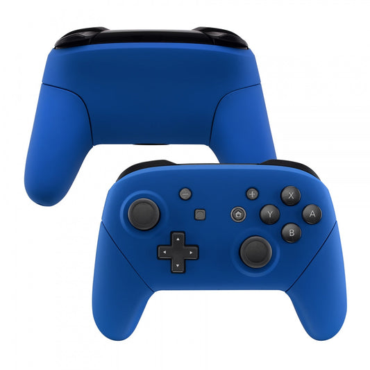 eXtremeRate Retail Blue Faceplate Backplate Handles for Nintendo Switch Pro Controller, Soft Touch DIY Replacement Grip Housing Shell Cover for Nintendo Switch Pro - Controller NOT Included - FRP304