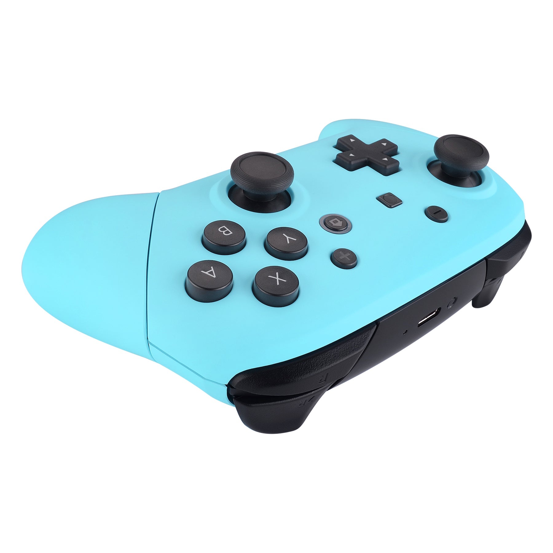 eXtremeRate Retail Heaven Blue Faceplate Backplate Handles for Nintendo Switch Pro Controller, Soft Touch DIY Replacement Grip Housing Shell Cover for Nintendo Switch Pro - Controller NOT Included - FRP308