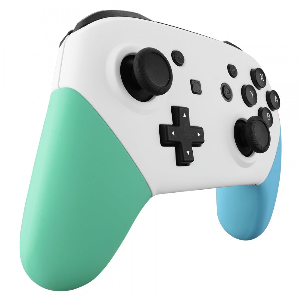 eXtremeRate Retail White Faceplate Backplate Mint Green Heaven Blue Handles for Nintendo Switch Pro Controller, DIY Replacement Grip Housing Shell Cover for Nintendo Switch Pro - Controller NOT Included - FRP313