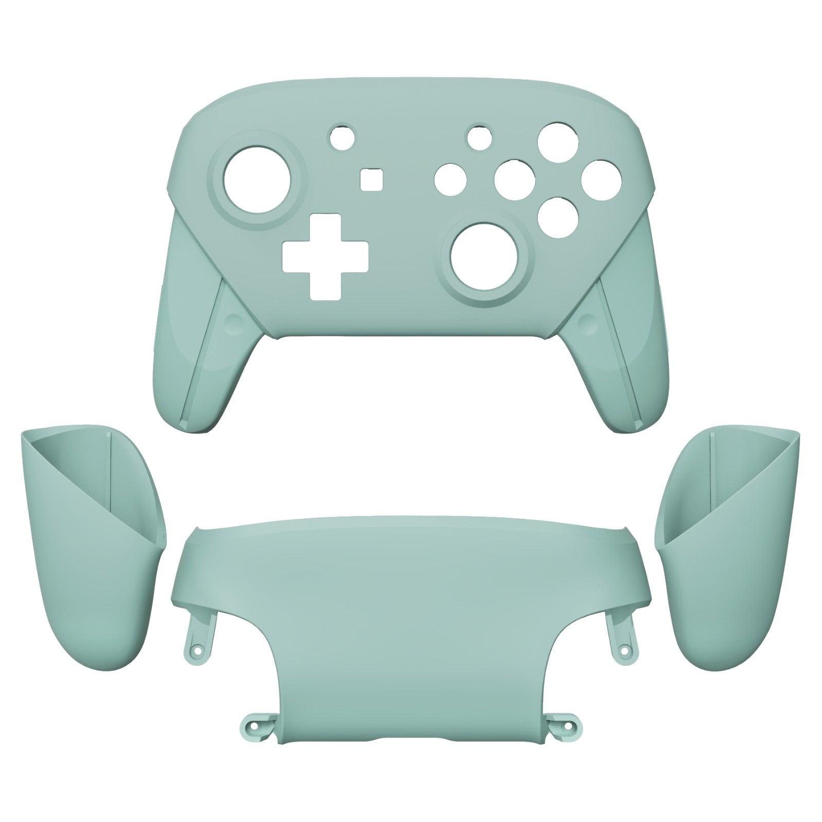 eXtremeRate Retail Light Cyan Faceplate Backplate Handles for NS Switch Pro Controller, Soft Touch DIY Replacement Grip Housing Shell Cover for NS Switch Pro - Controller NOT Included - FRP327